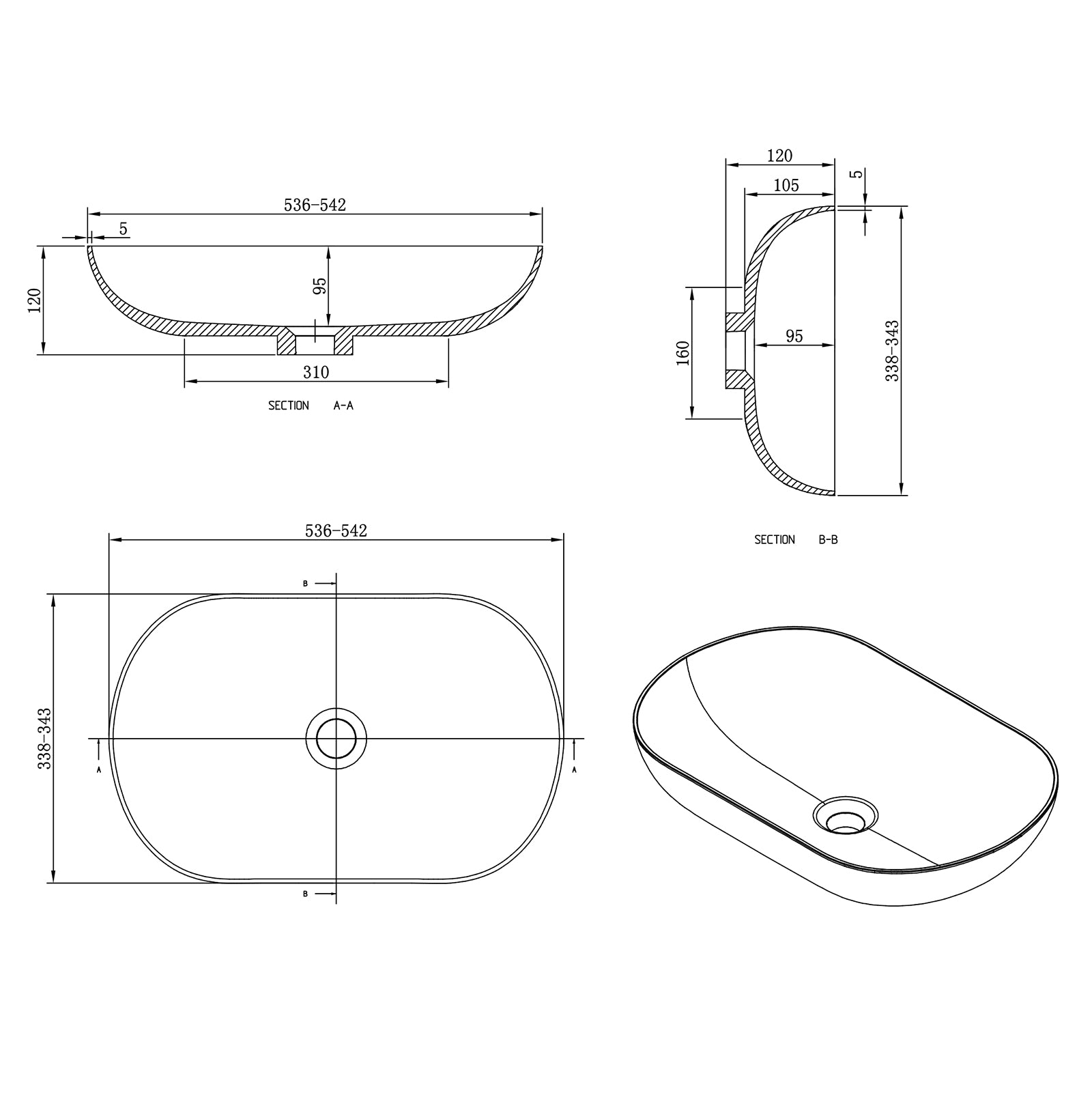 Lavabo da appoggio O-540 OCEAN