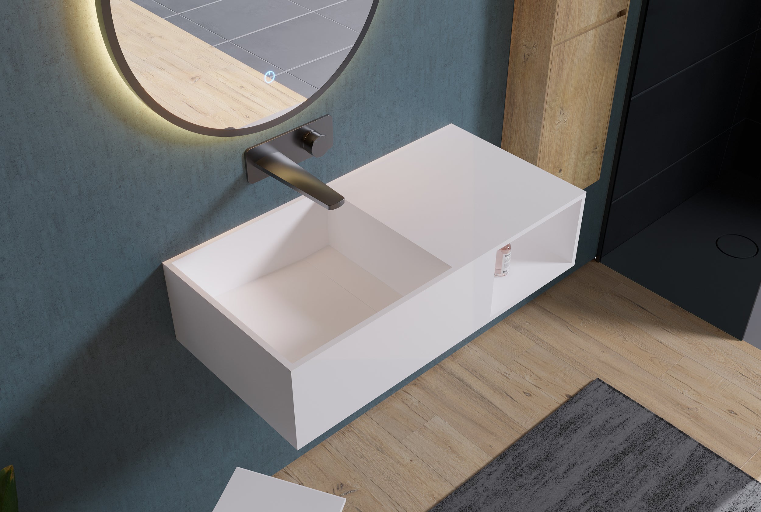 Lavabo a muro PB2037 in fusione minerale