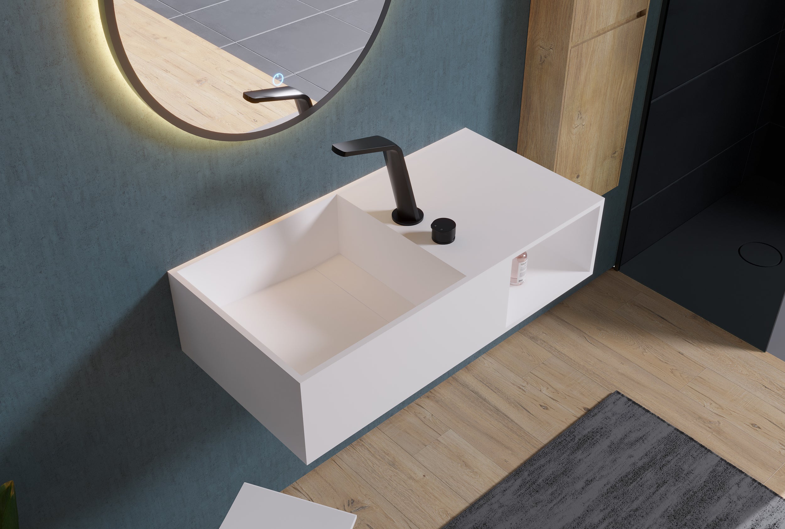 Lavabo a muro PB2037 in fusione minerale