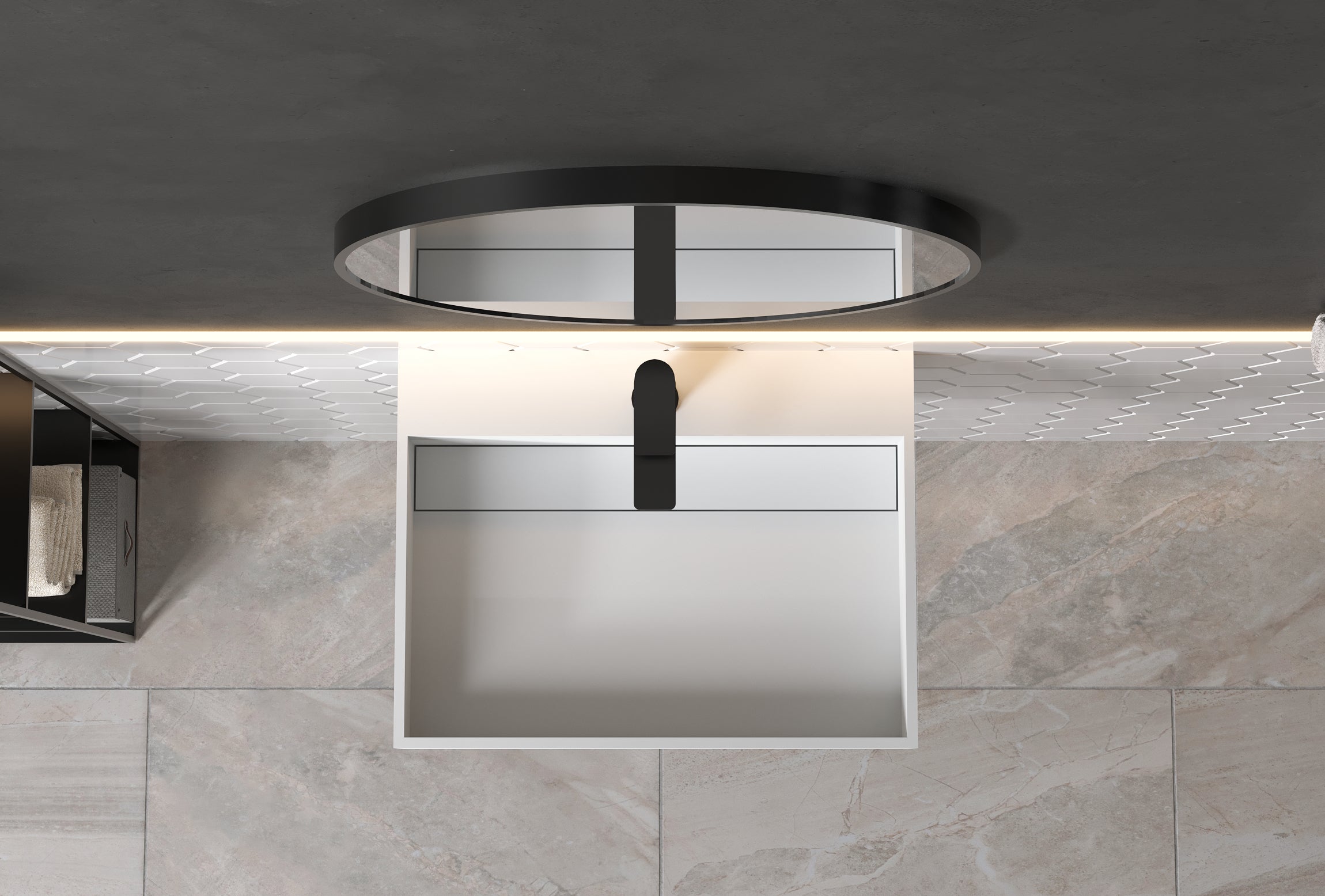 Lavabo a parete PB2080 in fusione minerale