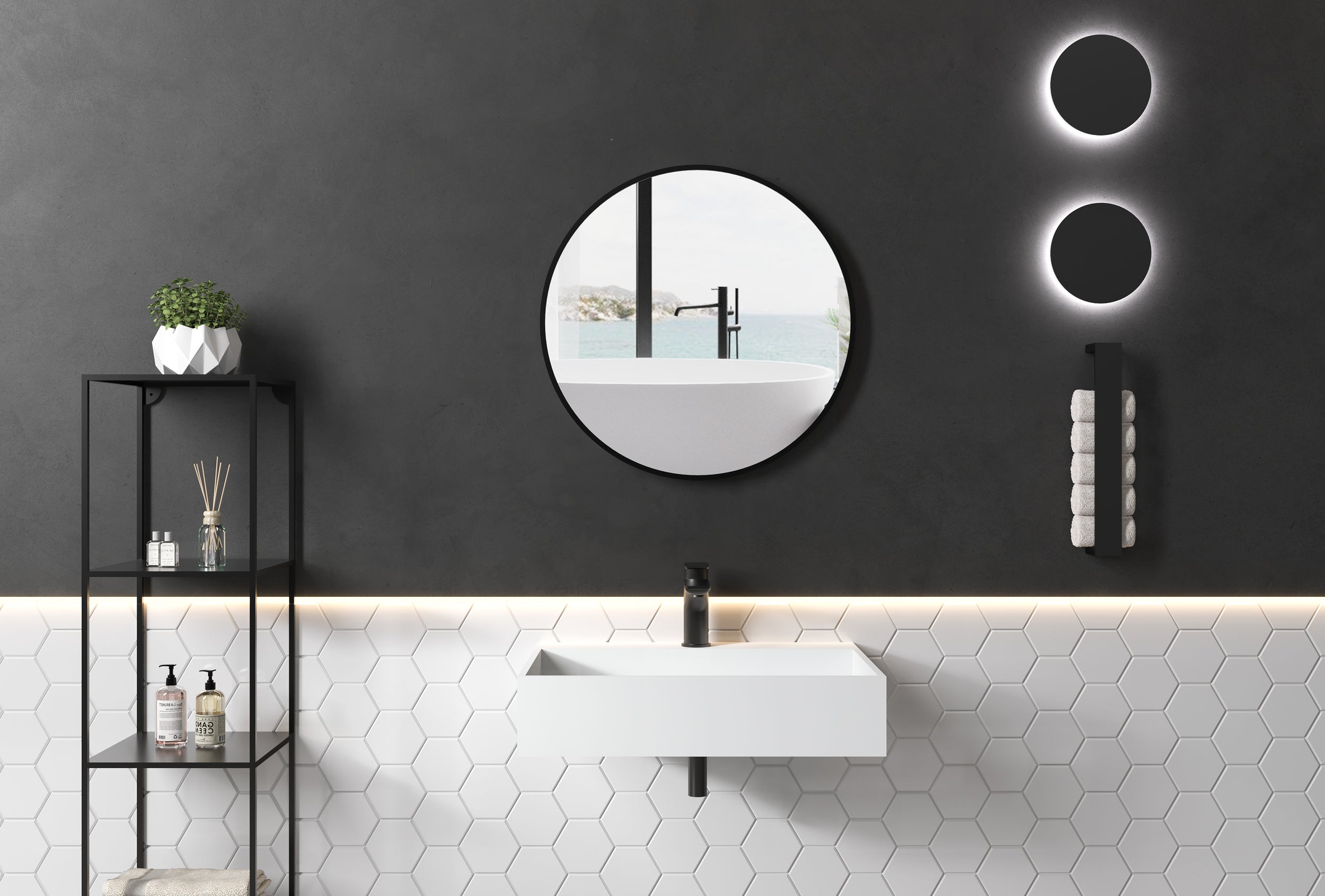 Lavabo a parete PB2080 in fusione minerale