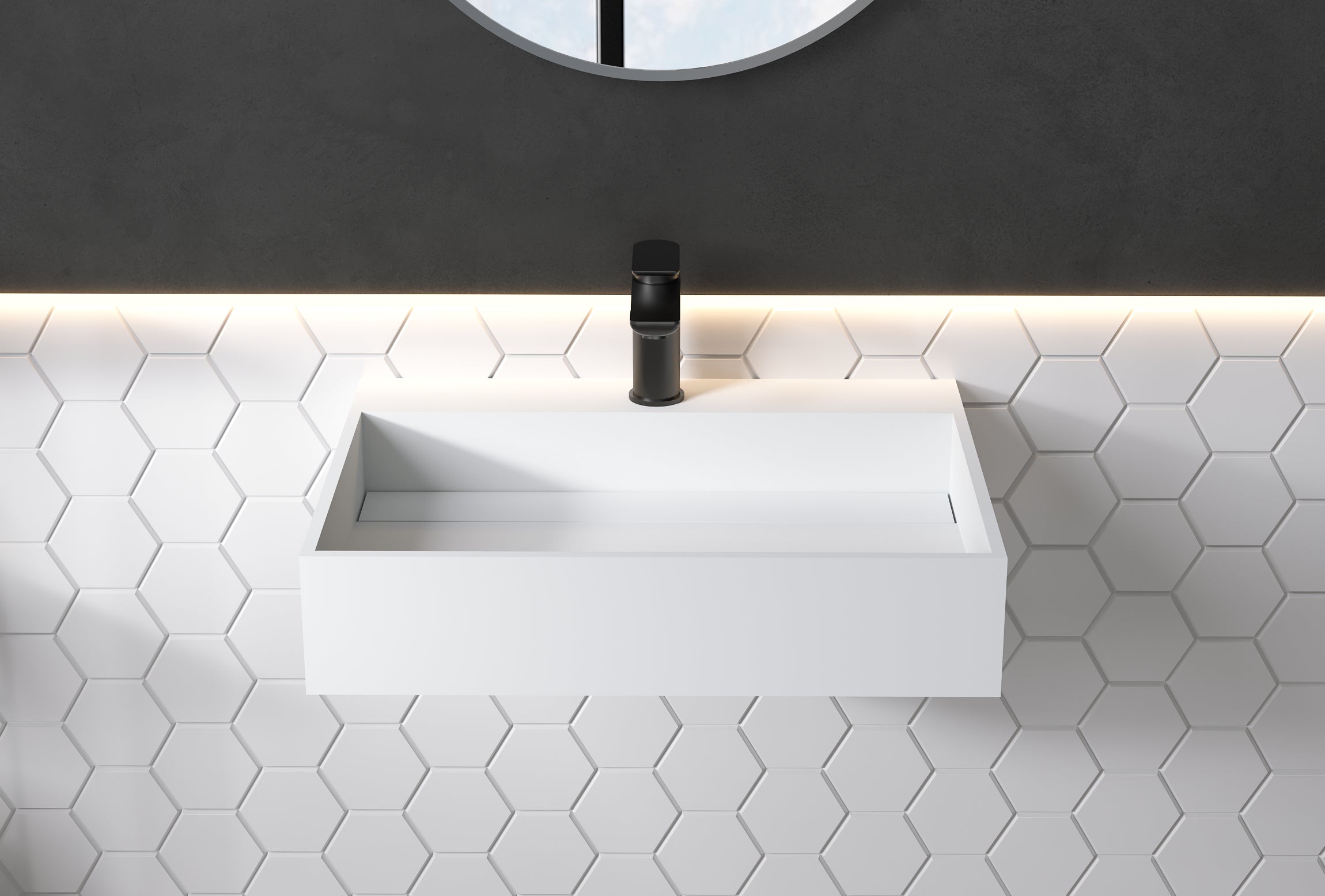 Lavabo a parete PB2080 in fusione minerale