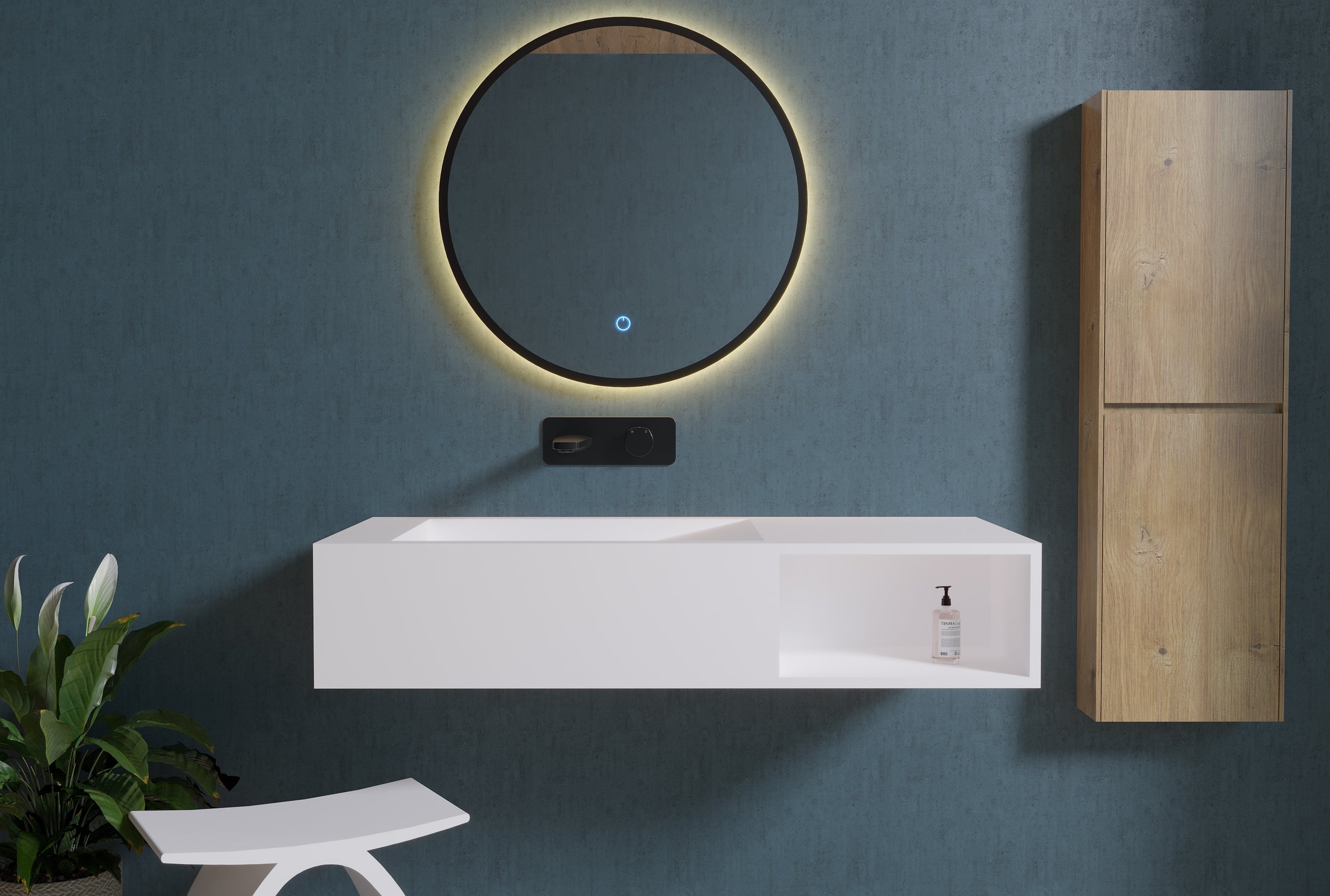 Lavabo a muro PB2088 in fusione minerale