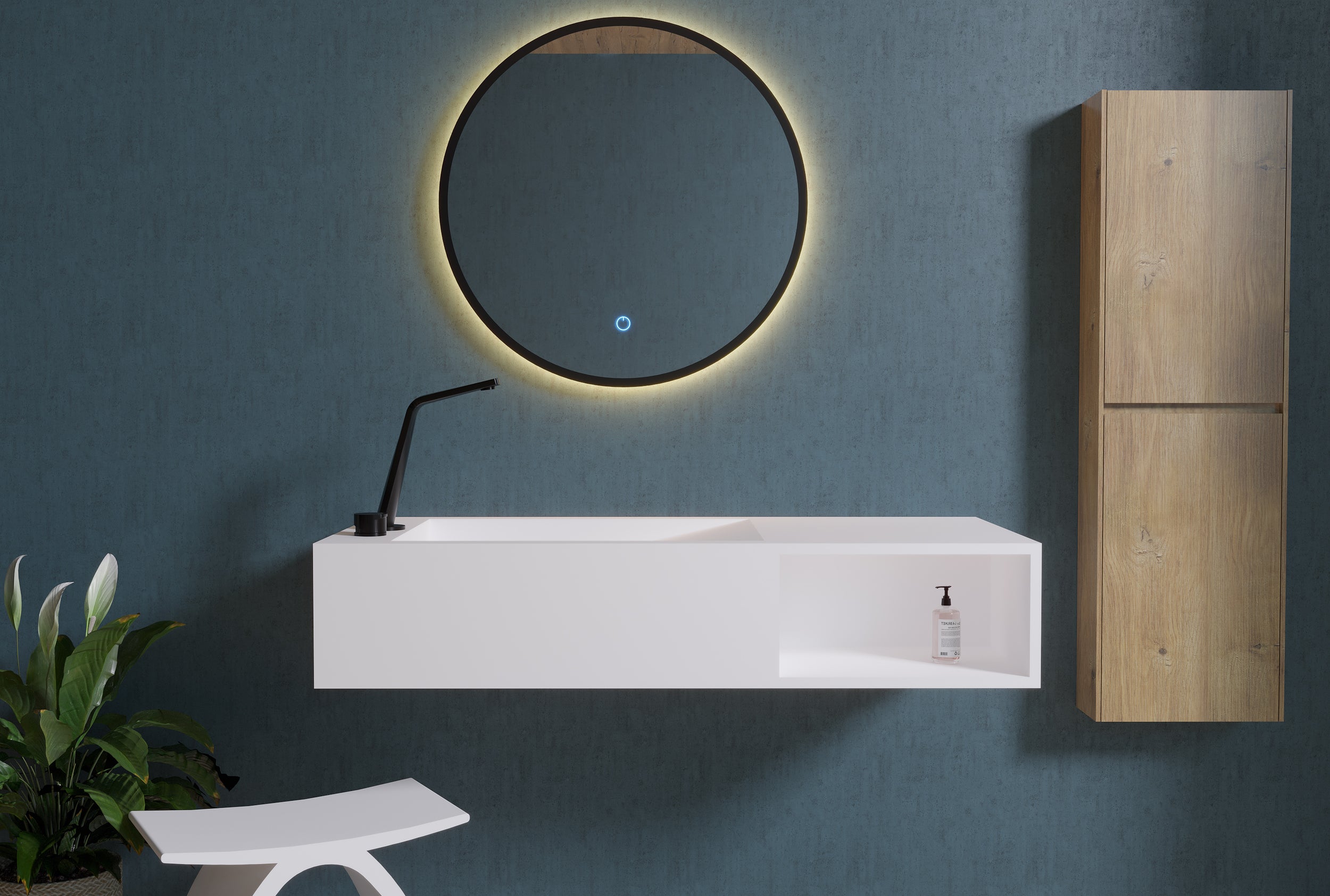 Lavabo a muro PB2088 in fusione minerale