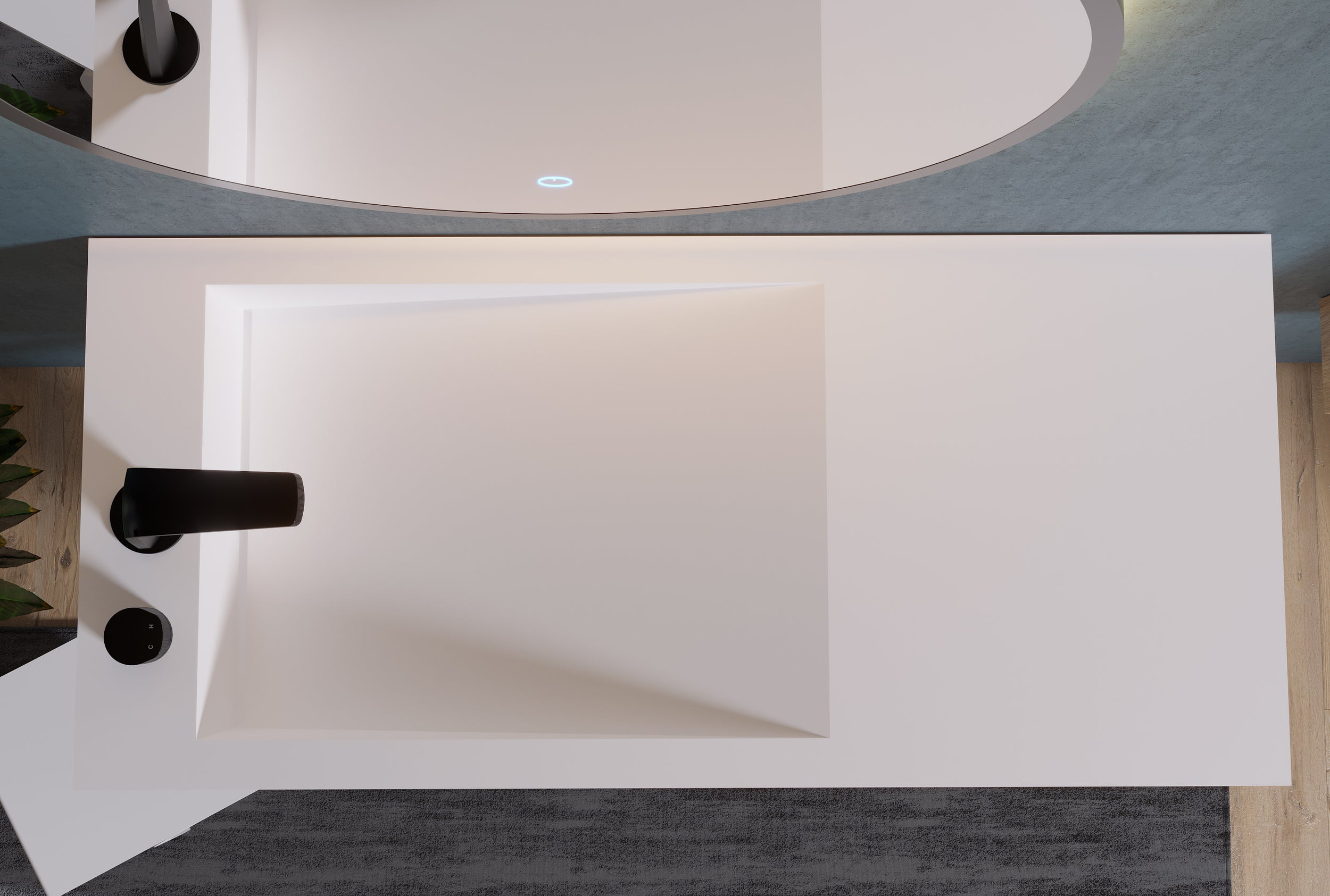 Lavabo a muro PB2088 in fusione minerale