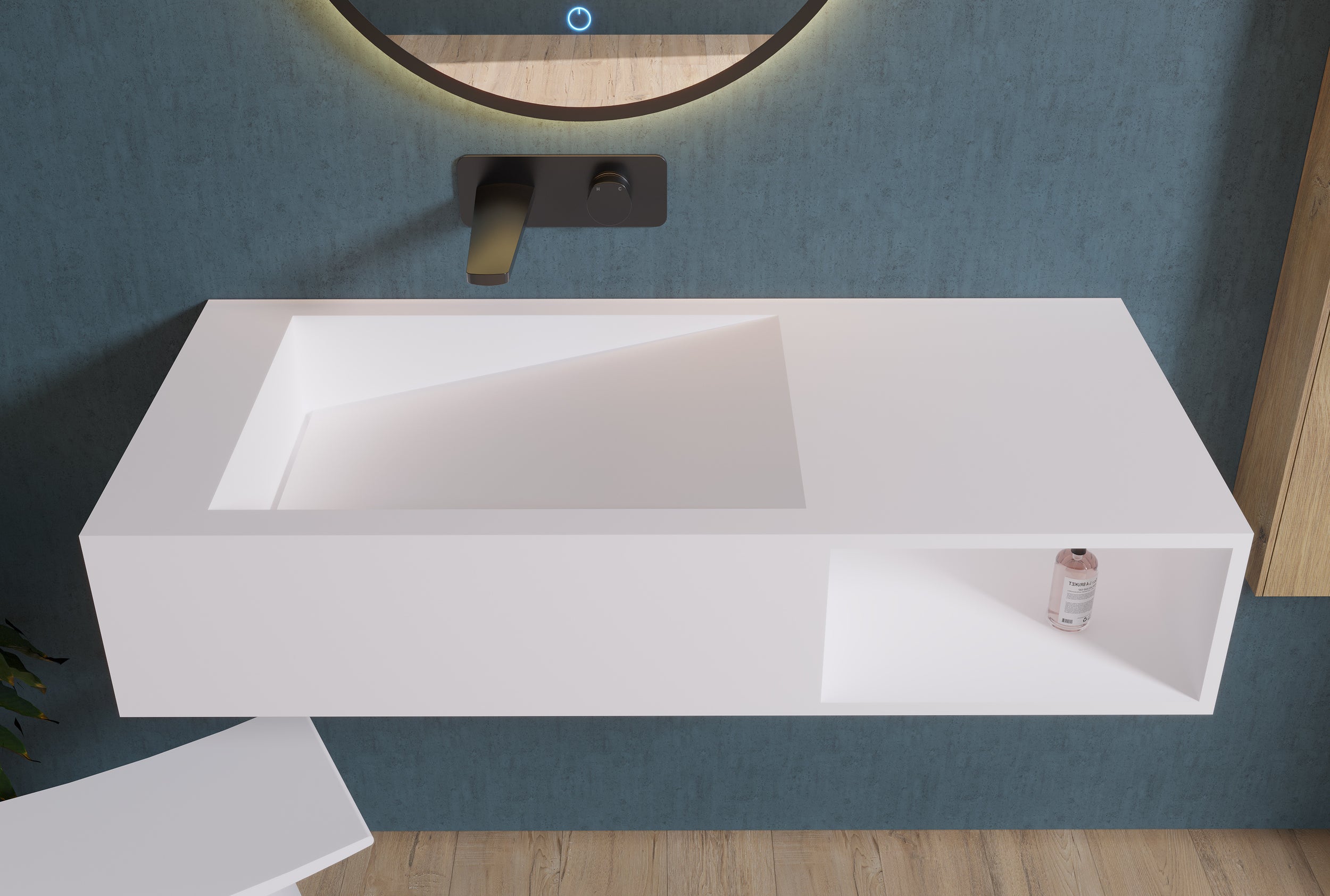 Lavabo a muro PB2088 in fusione minerale