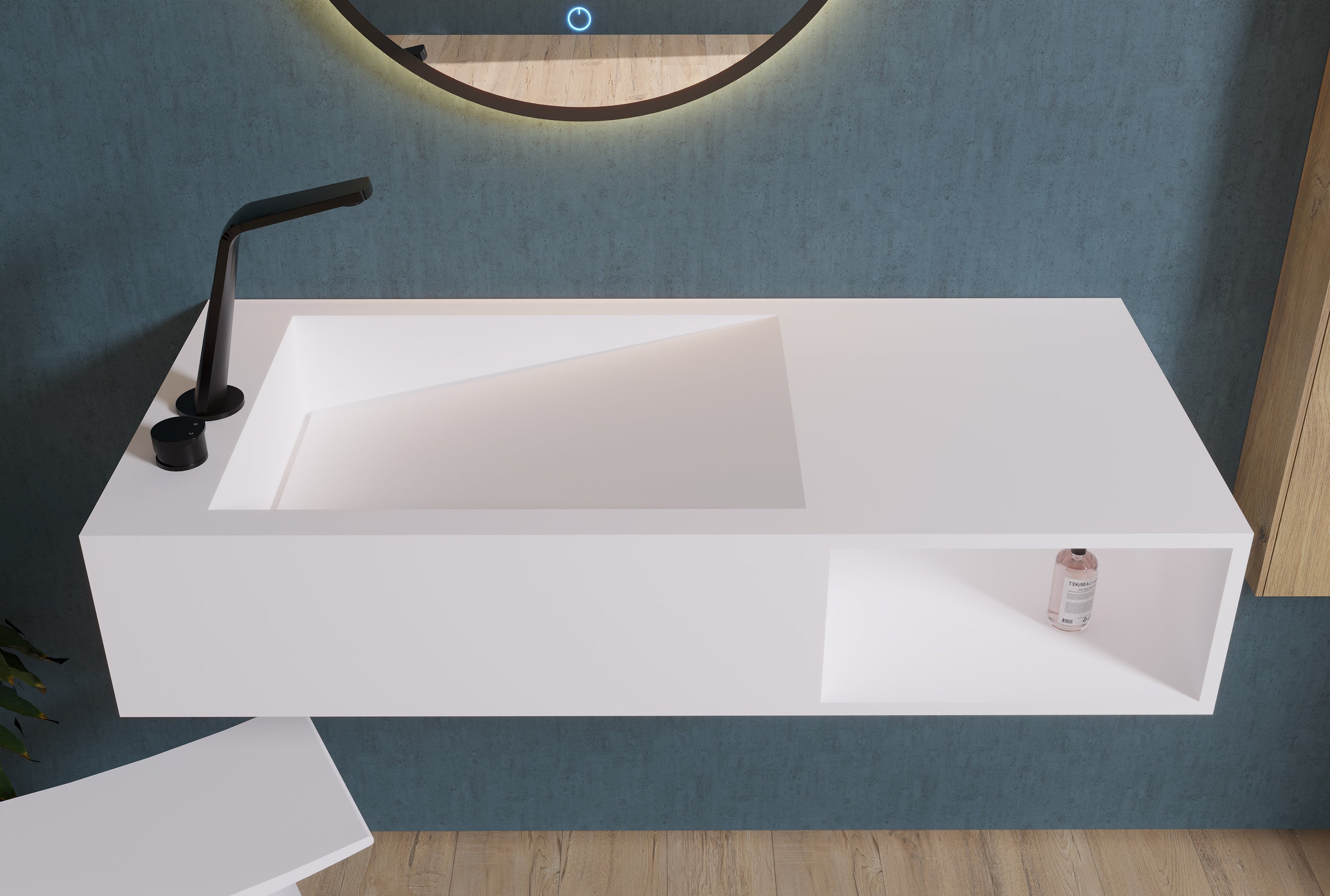 Lavabo a muro PB2088 in fusione minerale