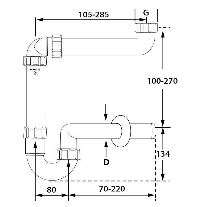 Sifone salvaspazio per lavabo