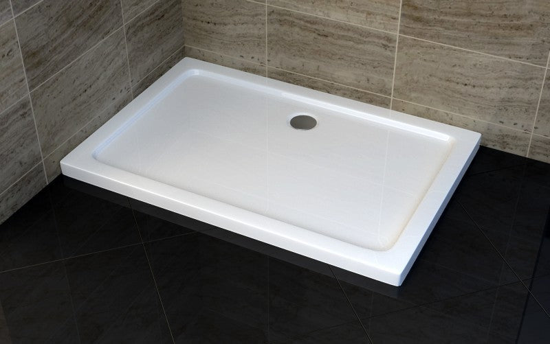 Piatto doccia rettangolare - superficie liscia - 100x90cm - con sistema di scarico
