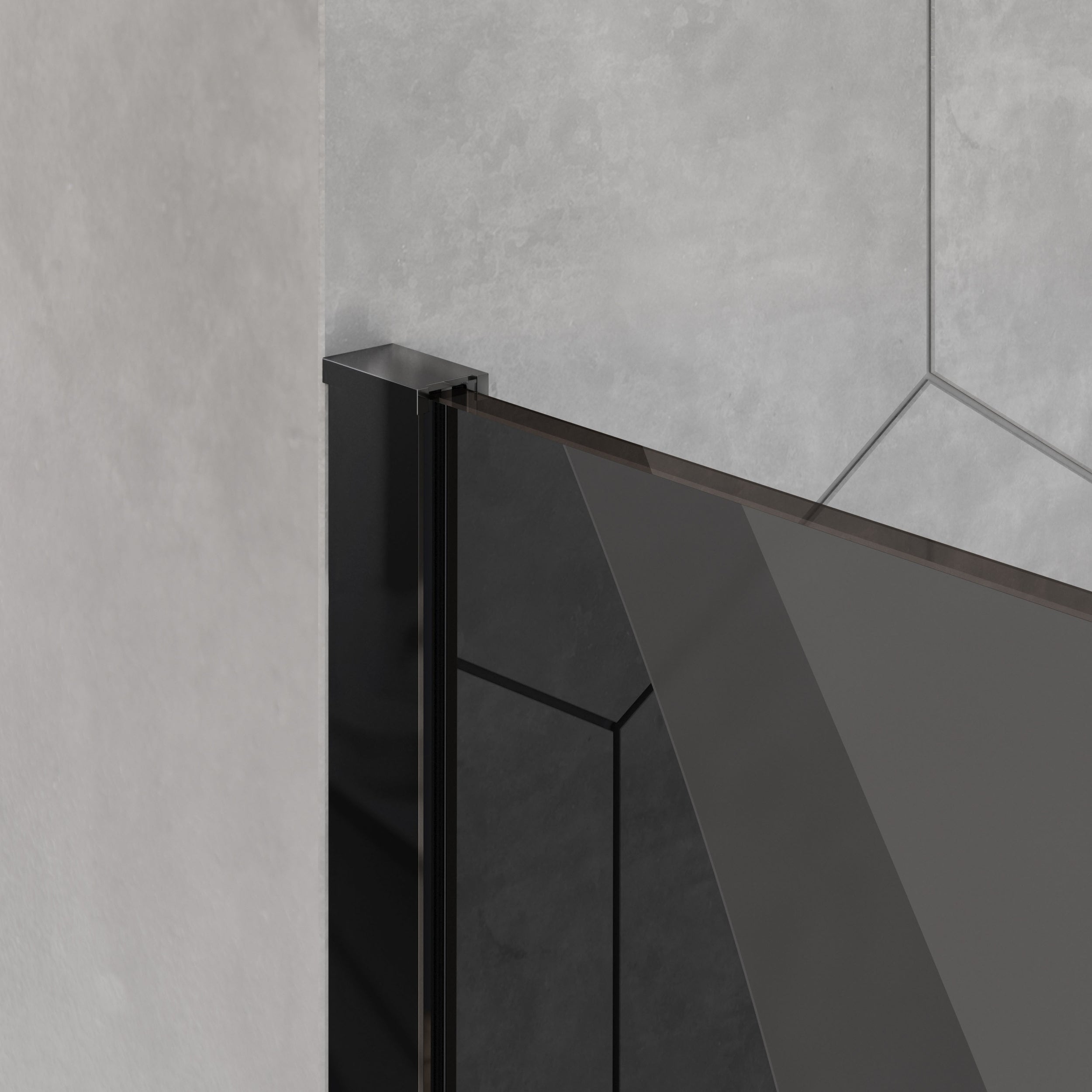 Doccia Walk-in Ex101 Wave - grigio/nero - vetro temprato di 10mm - larghezza selezionabile
