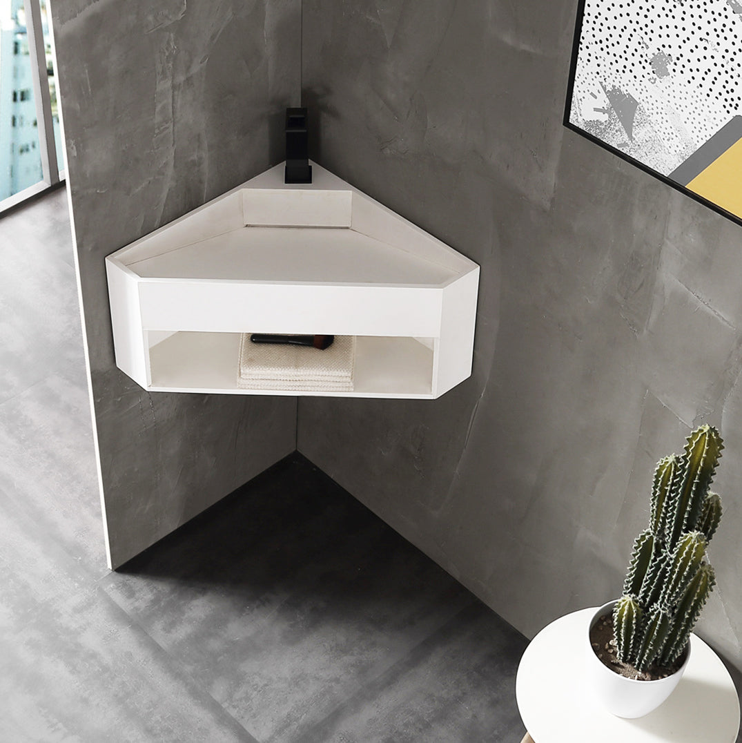 Lavabo ad angolo bagno piccolo in pietra solida (Solid Stone) TWG70