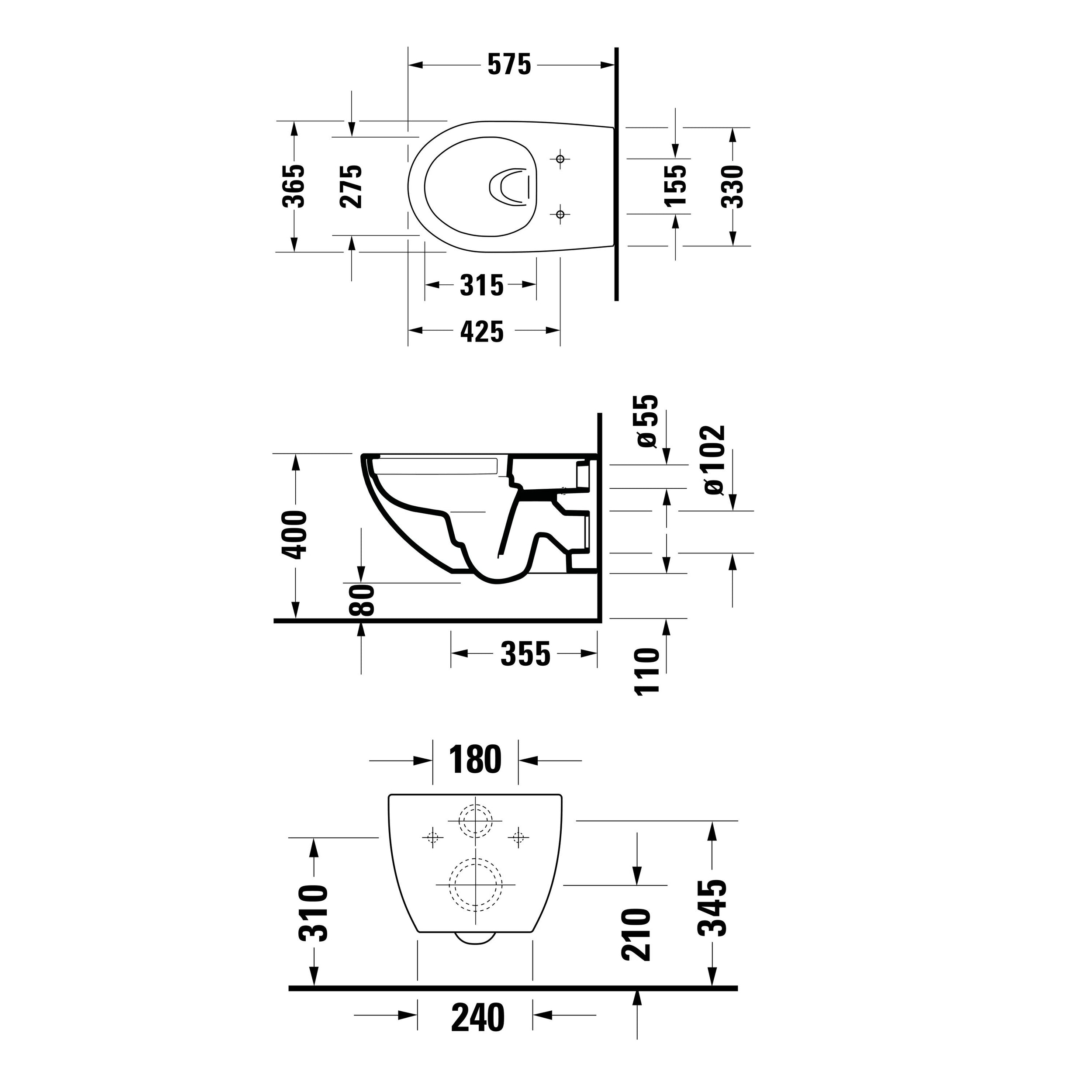 Duravit DuraVento WC sospeso senza brida