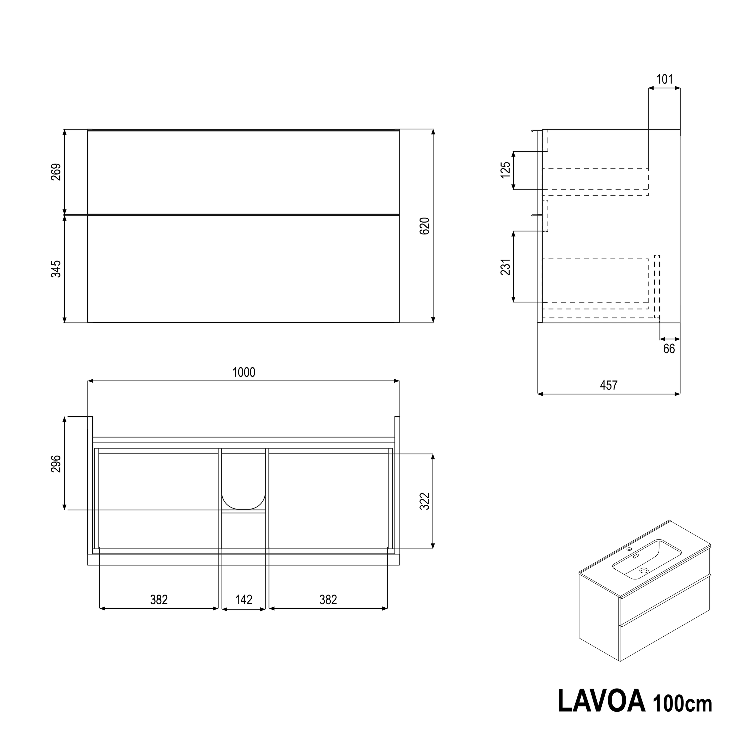 Mobile da bagno LAVOA 100 cm