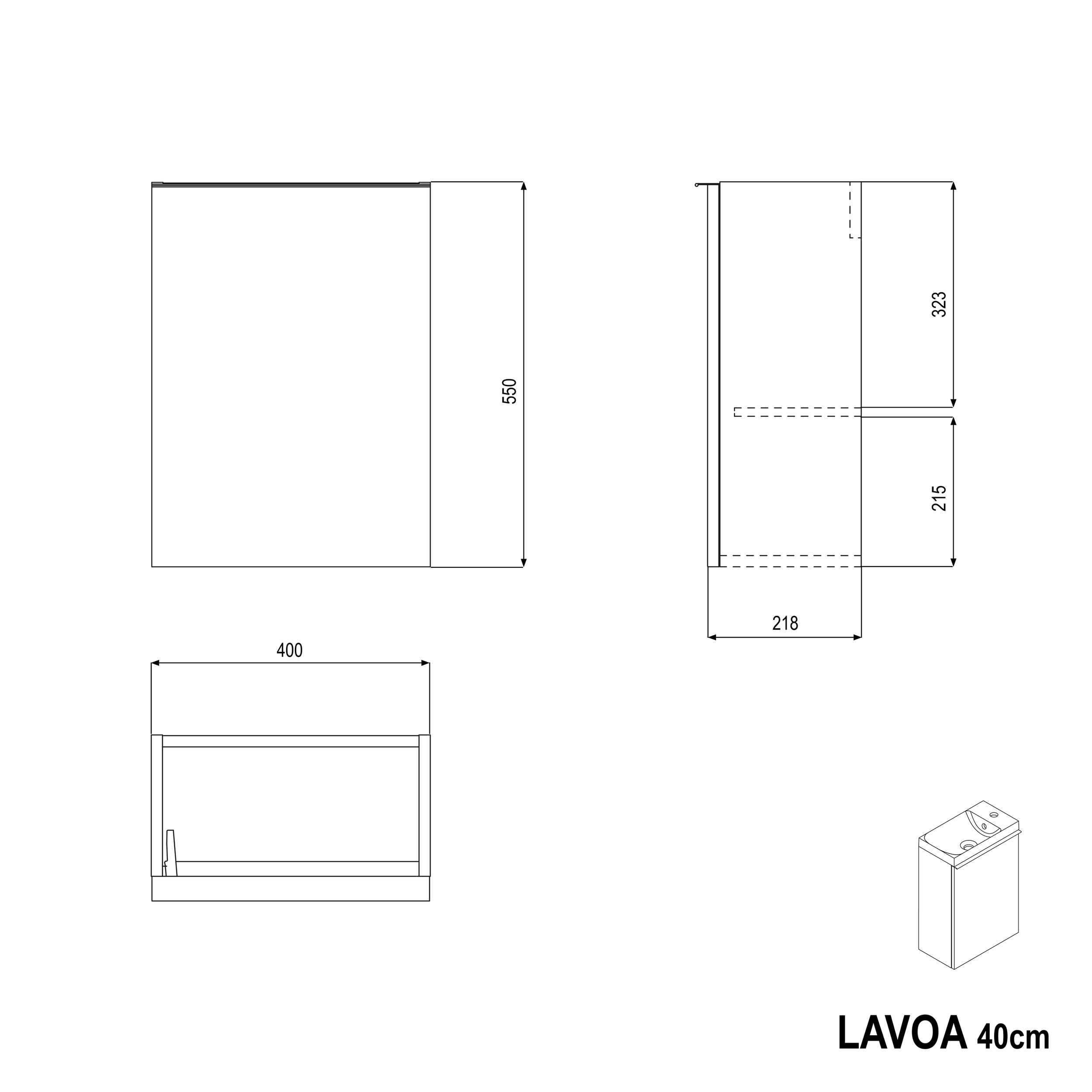 Mobile lavabo LAVOA 40 cm