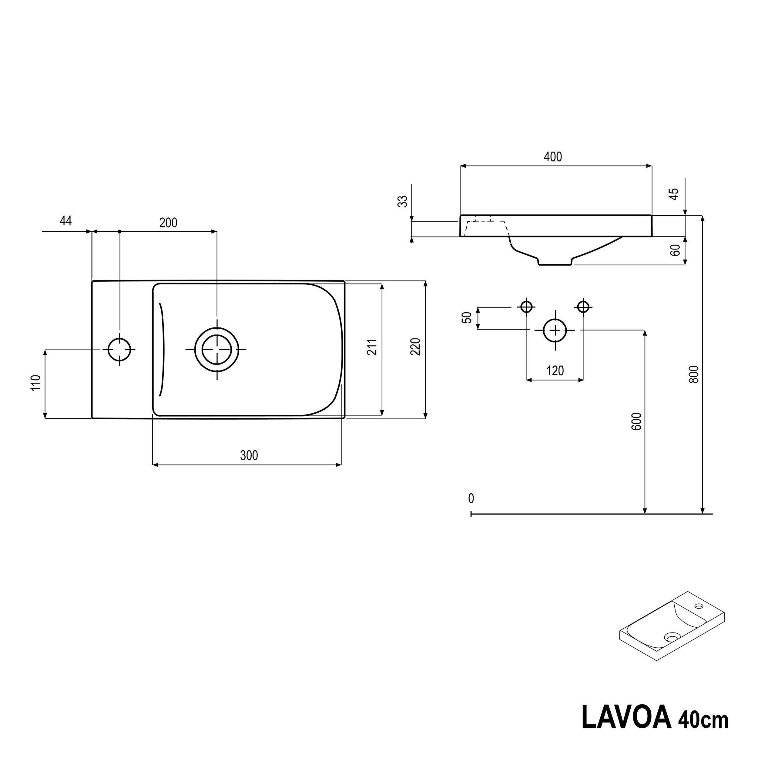 Mobile lavabo LAVOA 40 cm