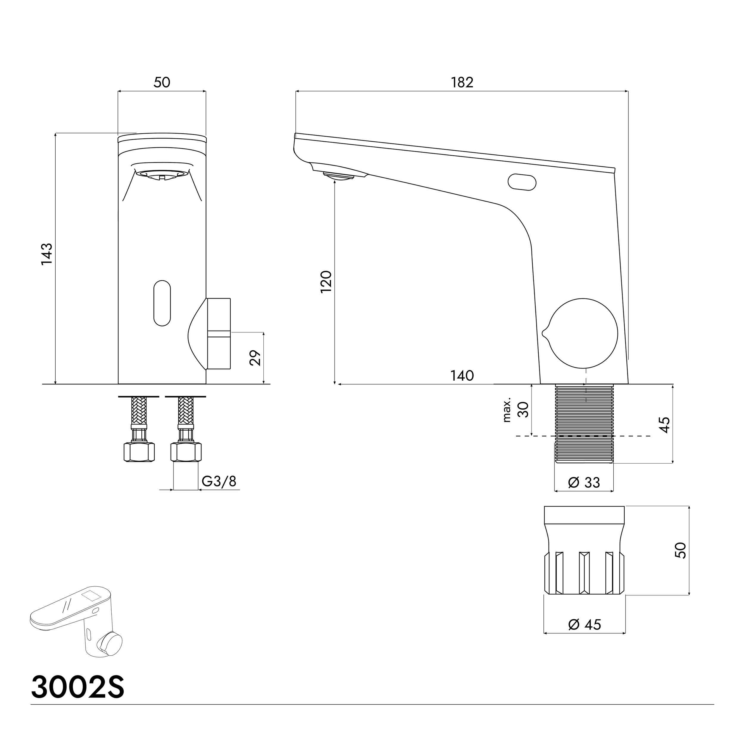 Rubinetto per lavabo Sensor 3002S Cromato con tecnologia a doppio sensore