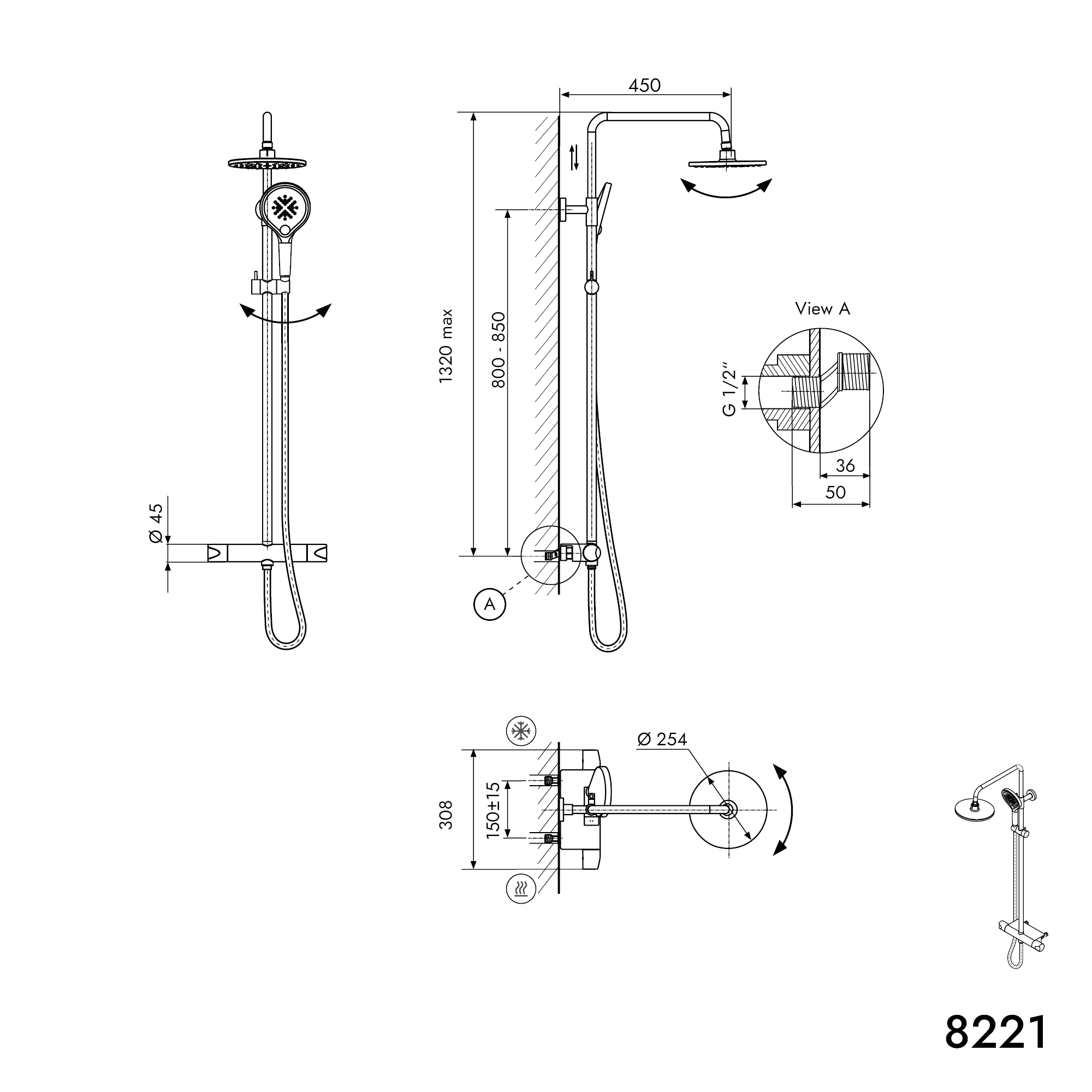 Colonna doccia termostatica 8221 PRO