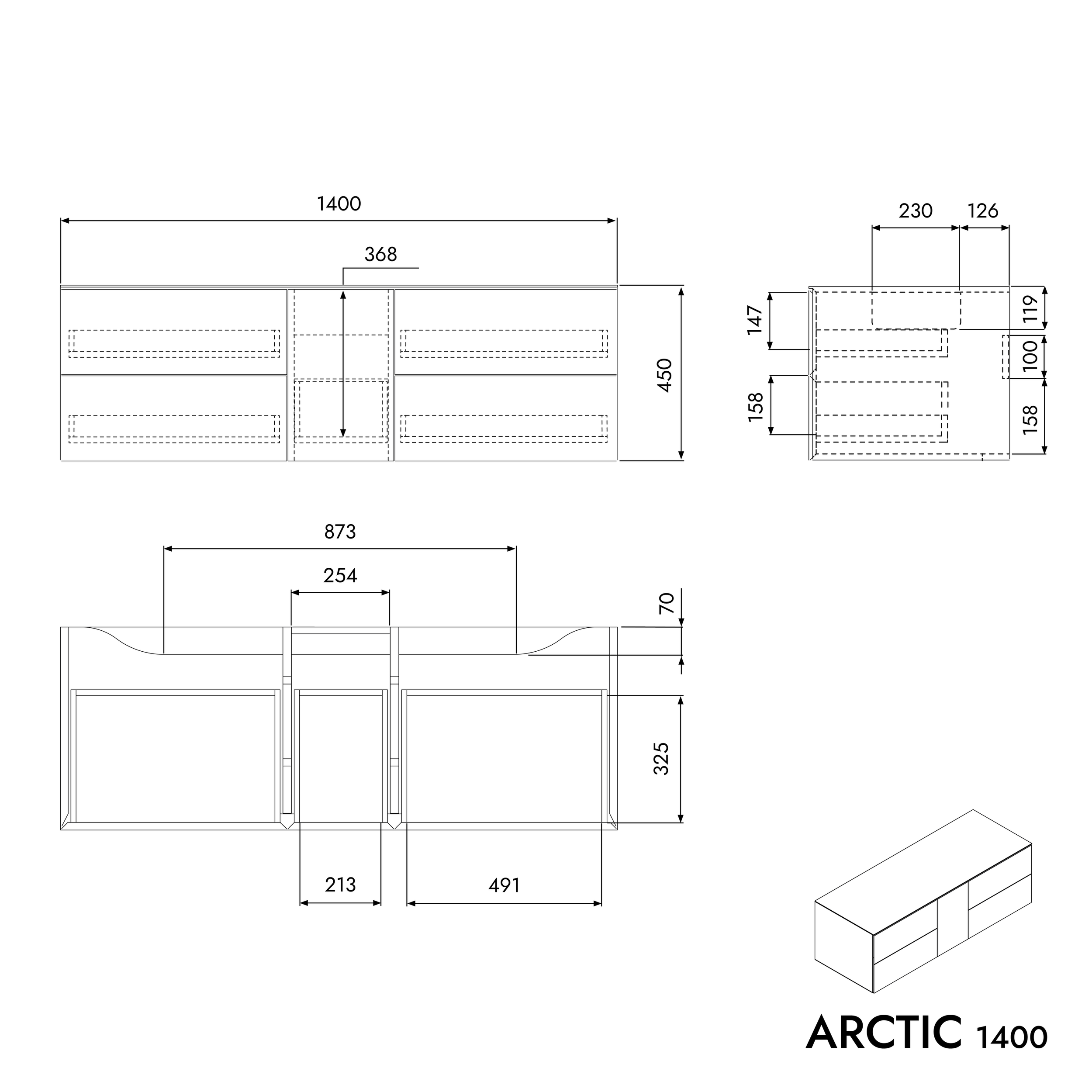 Mobile da bagno completo ARCTIC 1400