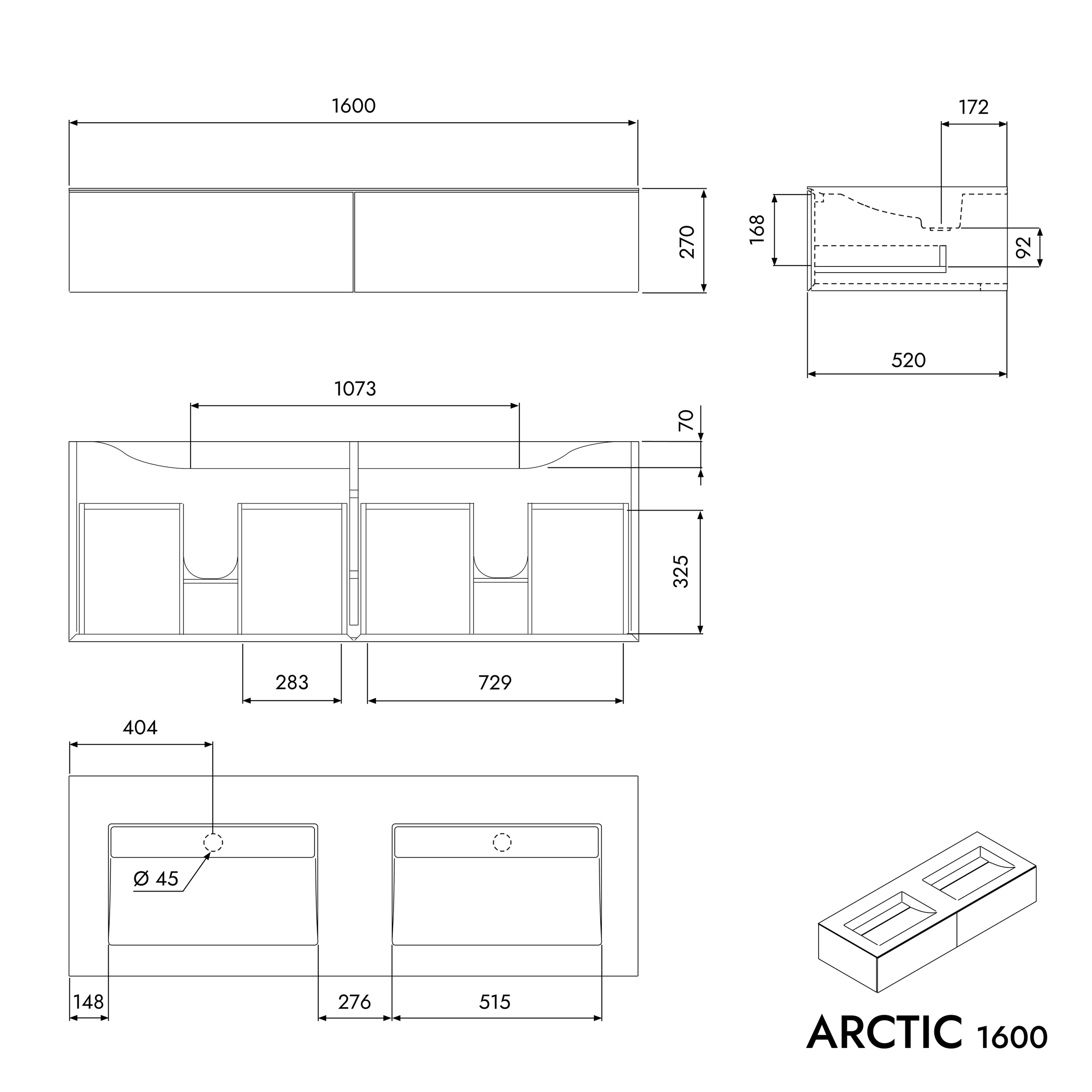 Mobile sottolavabo ARCTIC 1600