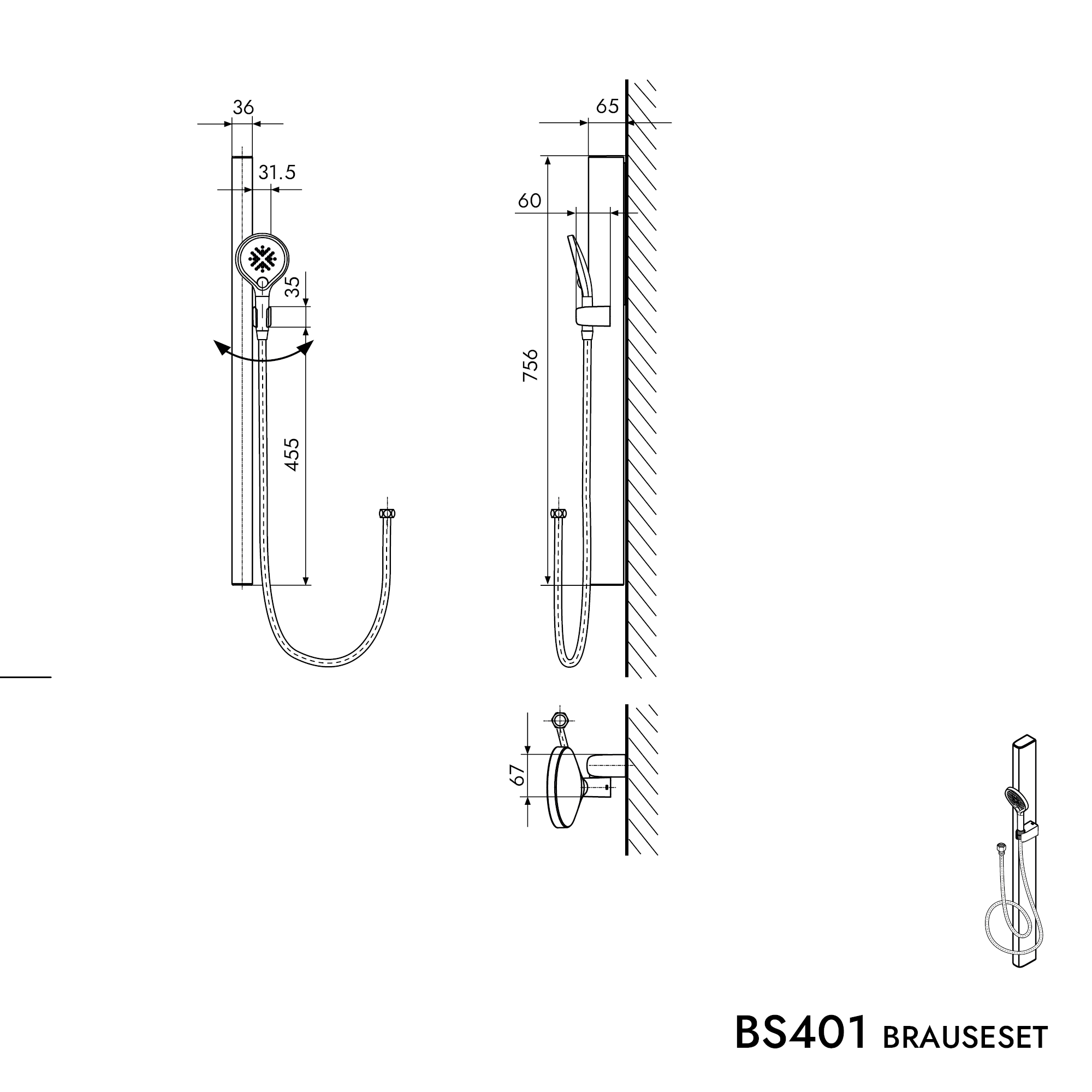 Set doccia barra doccia BS401