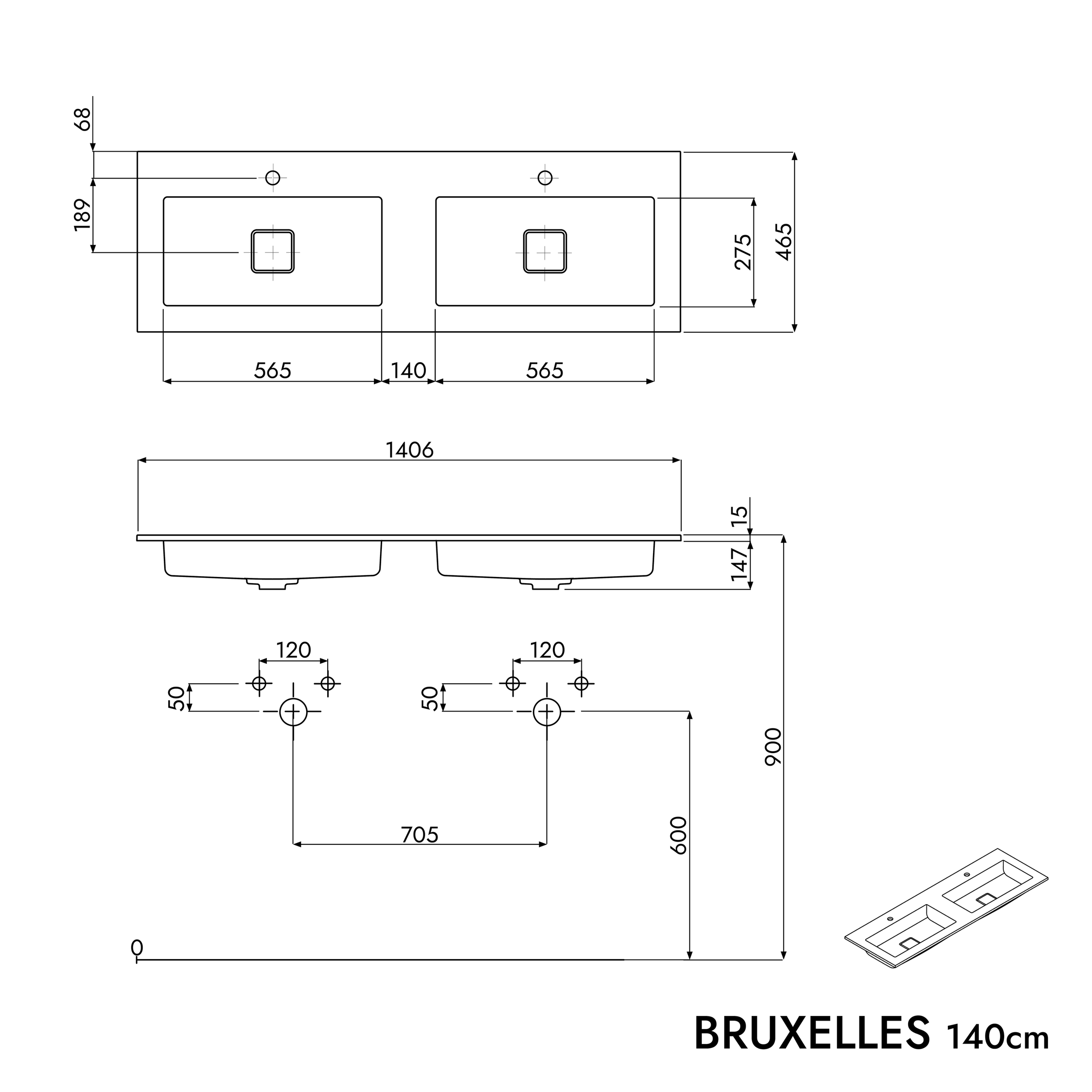 Mobiletto LAVOA 140 cm