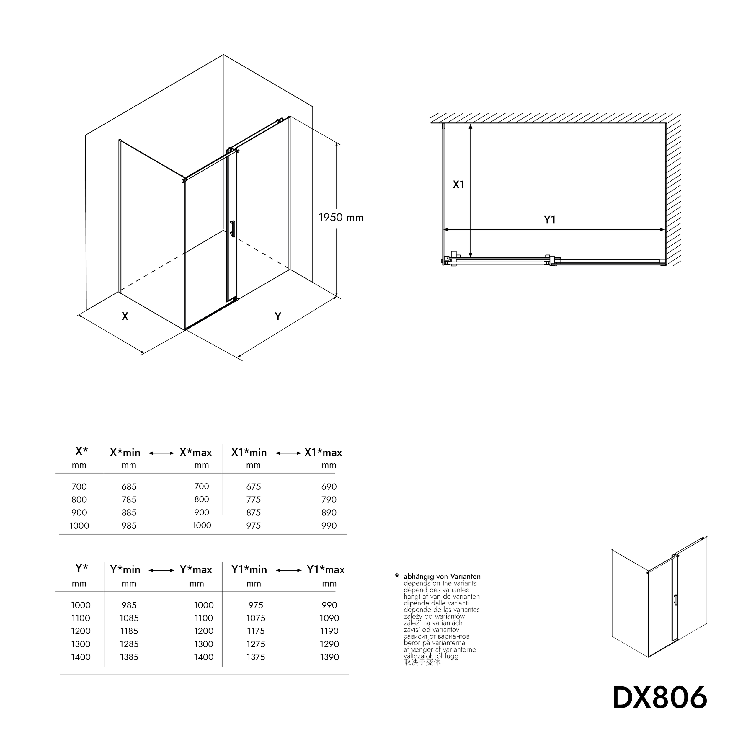 Box doccia fisso con porta scorrevole DX806A FLEX