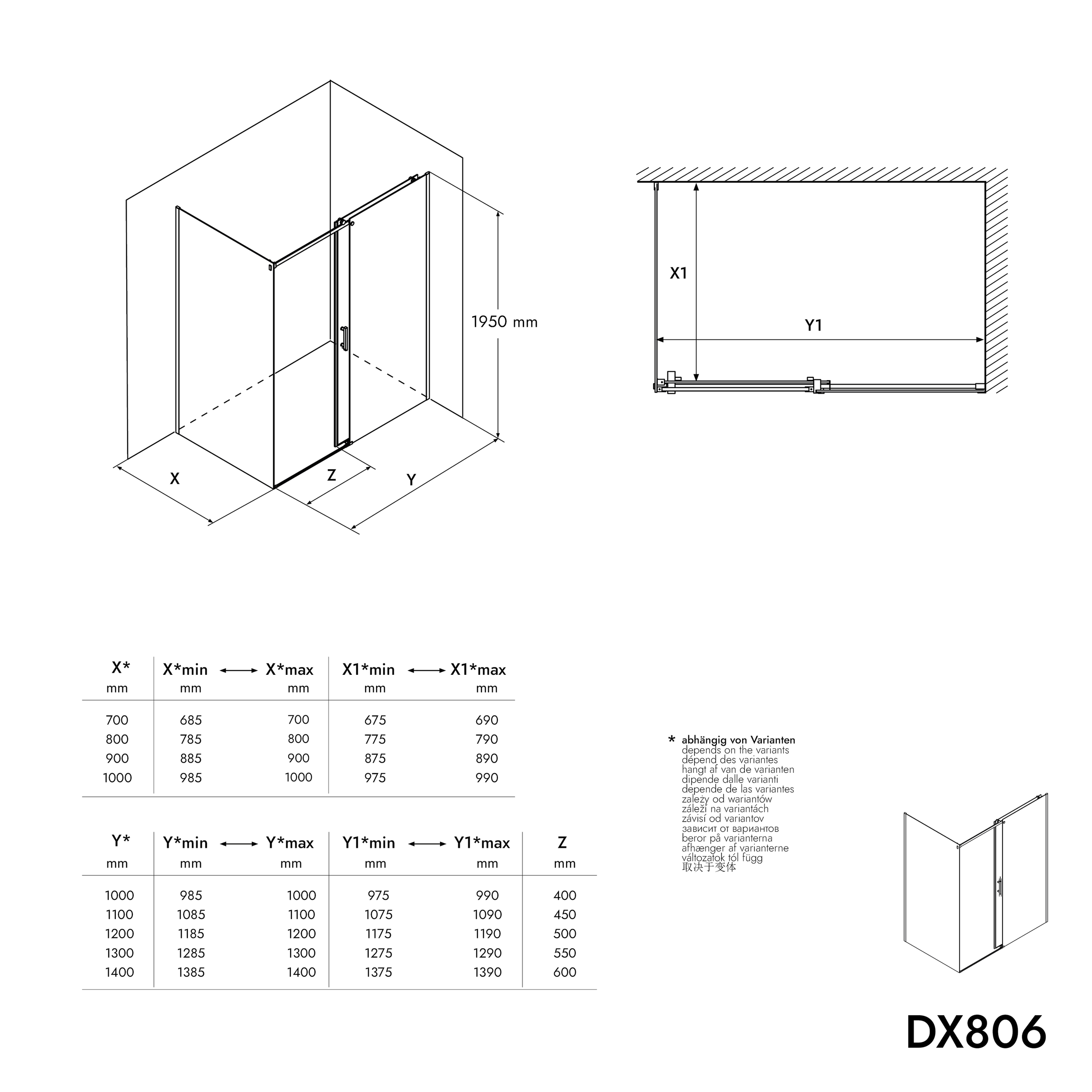 Box doccia fisso con porta scorrevole DX806A FLEX