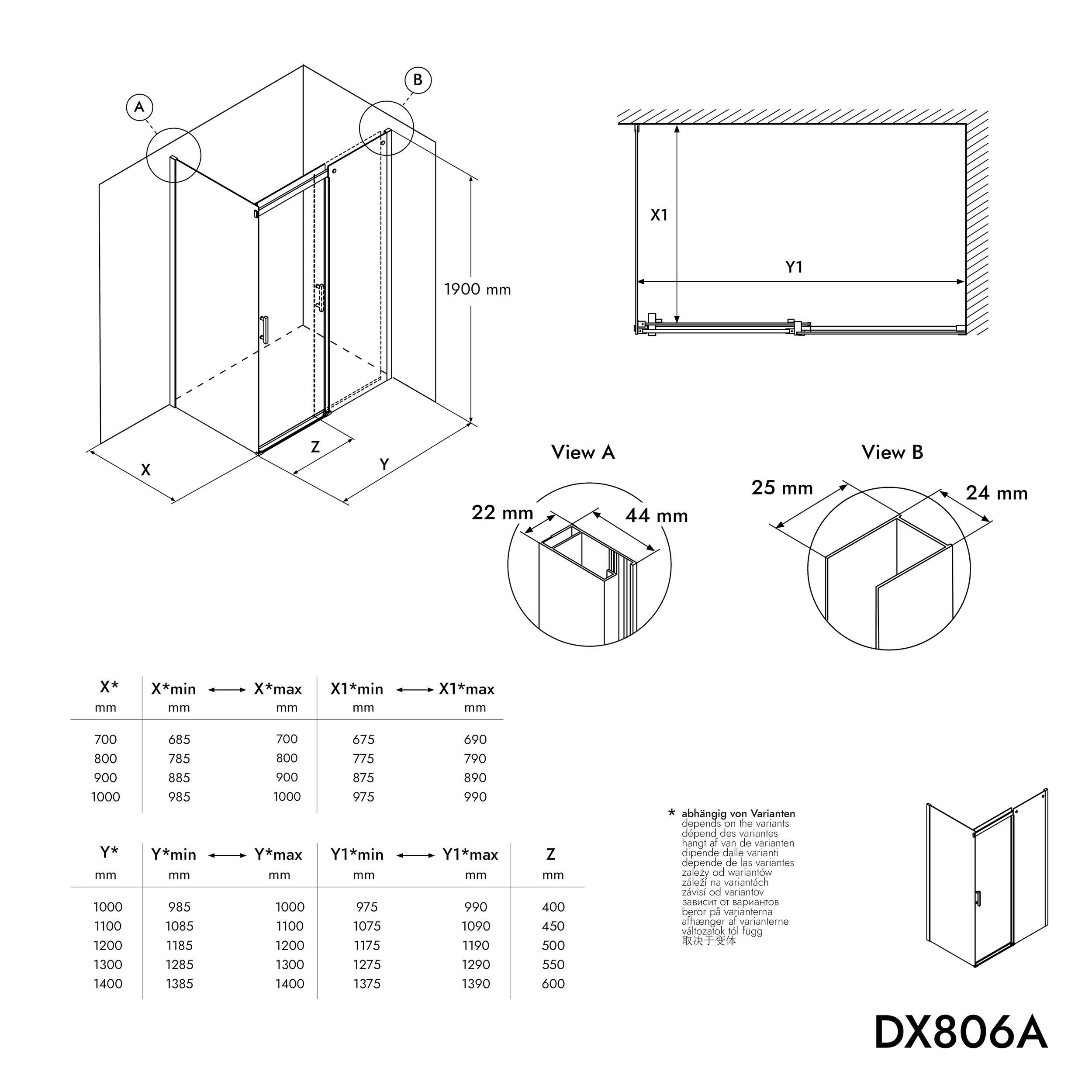 Box doccia fisso con porta scorrevole DX806A FLEX