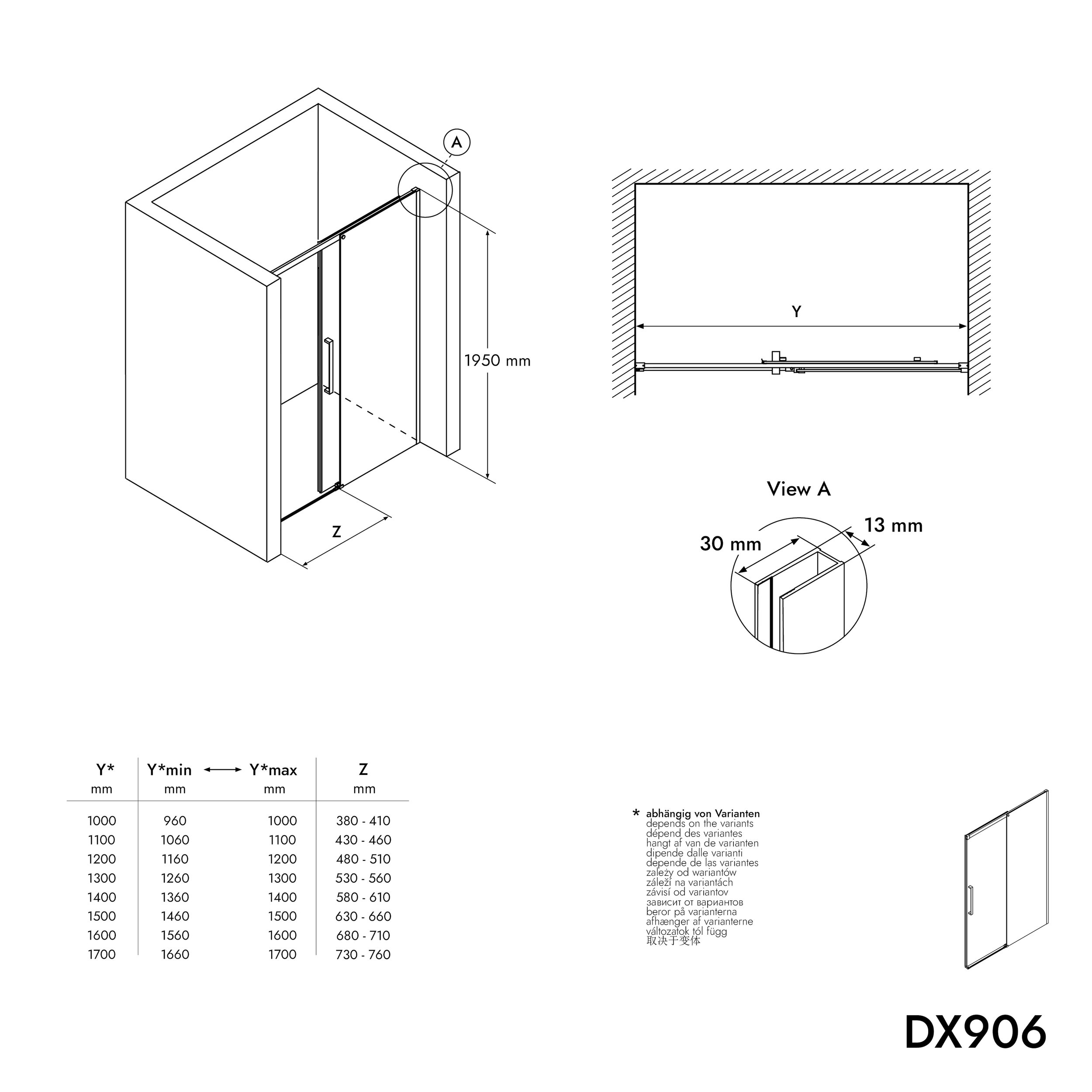 Doccia a incasso con porta scorrevole Soft-Close DX906 FLEX