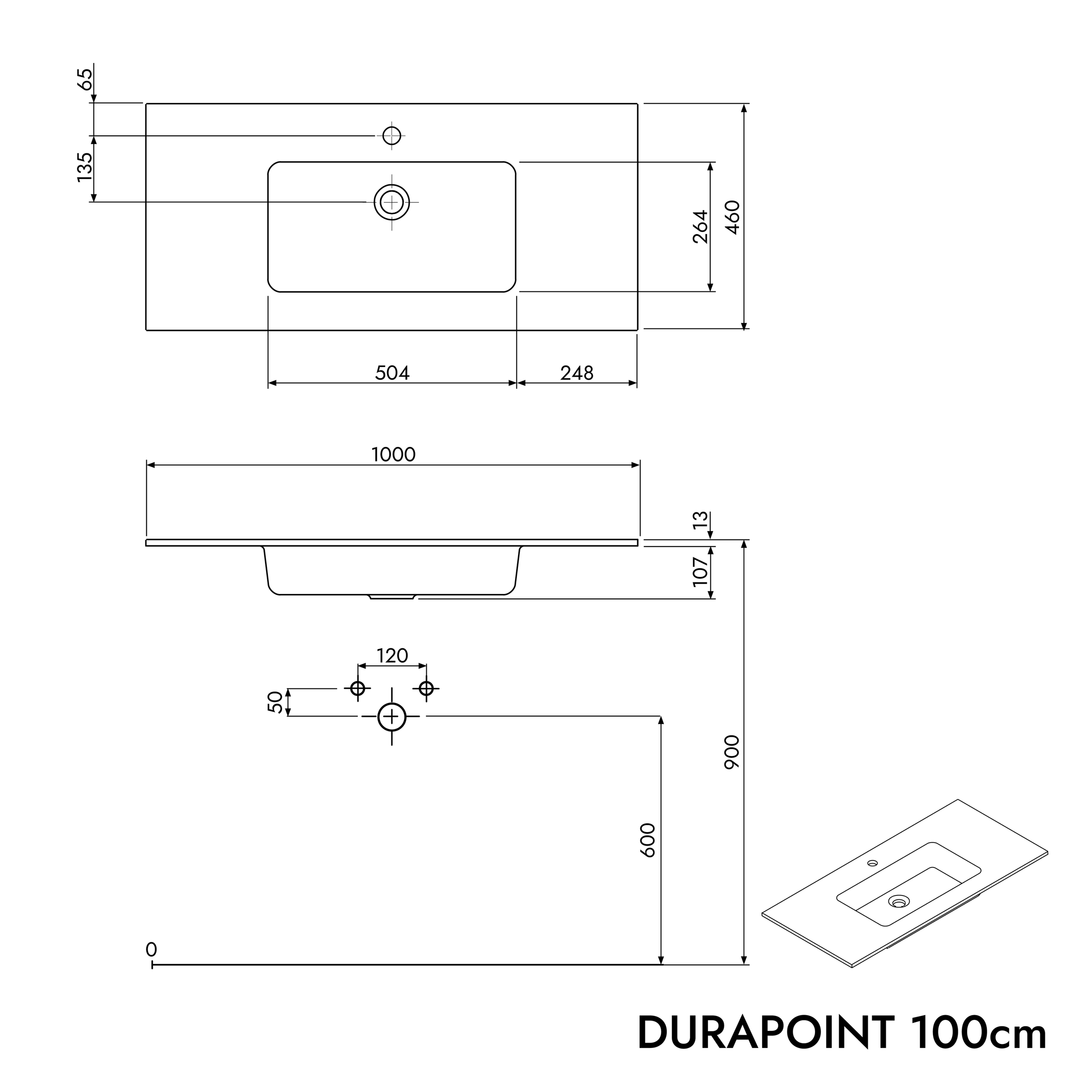 Lavabo Duravit con mobile sottolavabo TIM 100 cm