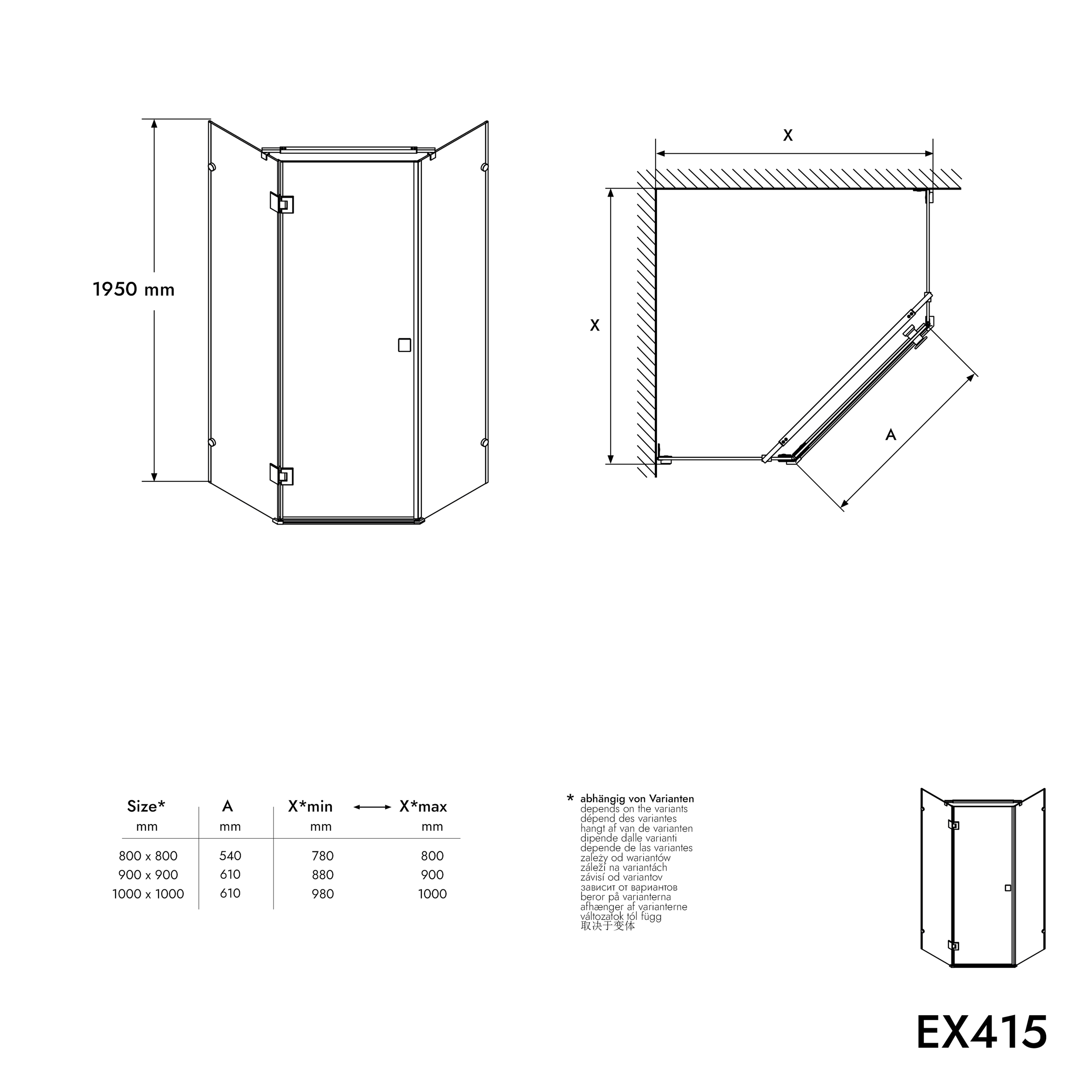 Cabina doccia pentagonale EX415