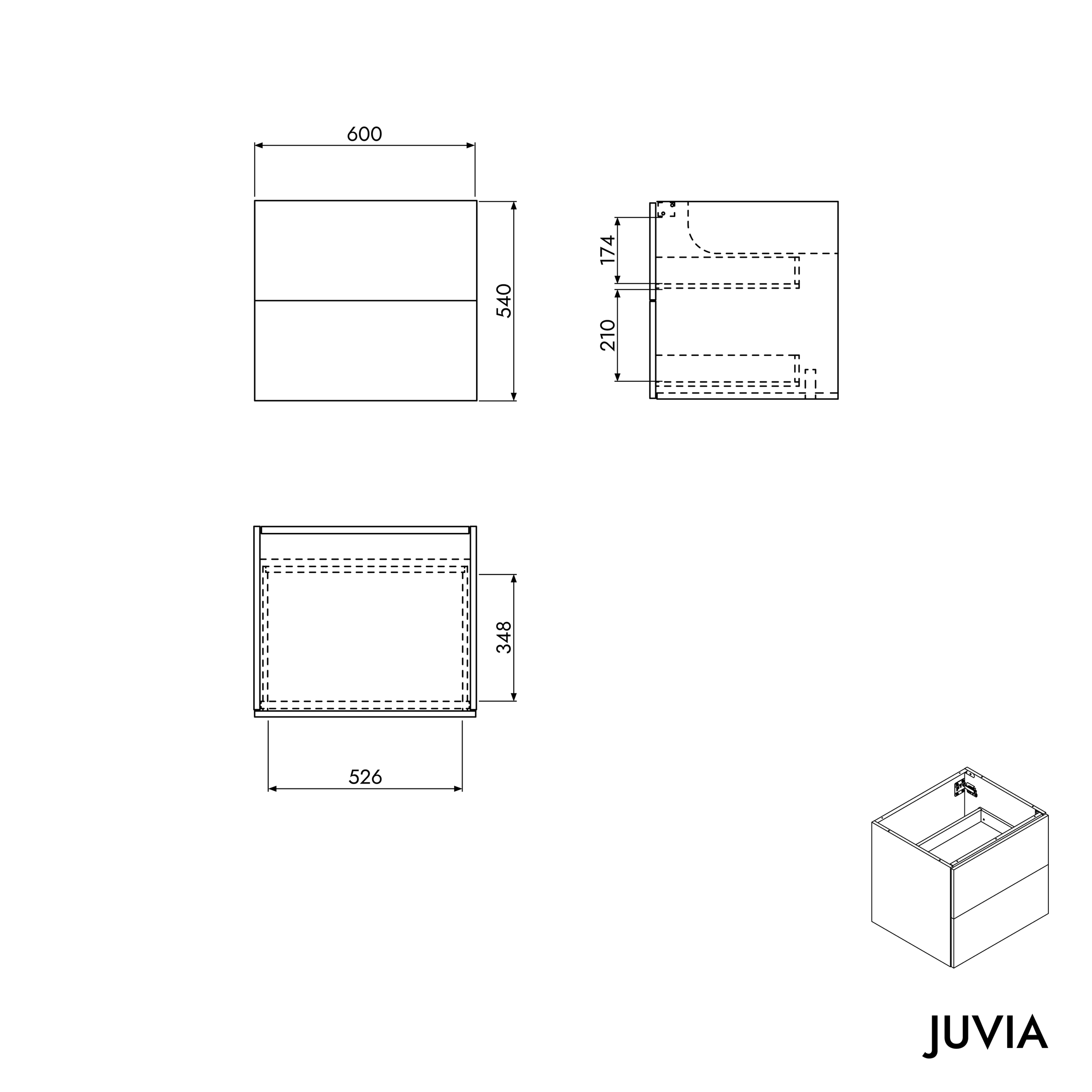 Mobile sottolavabo JUVIA Shift da 120 cm a 160 cm
