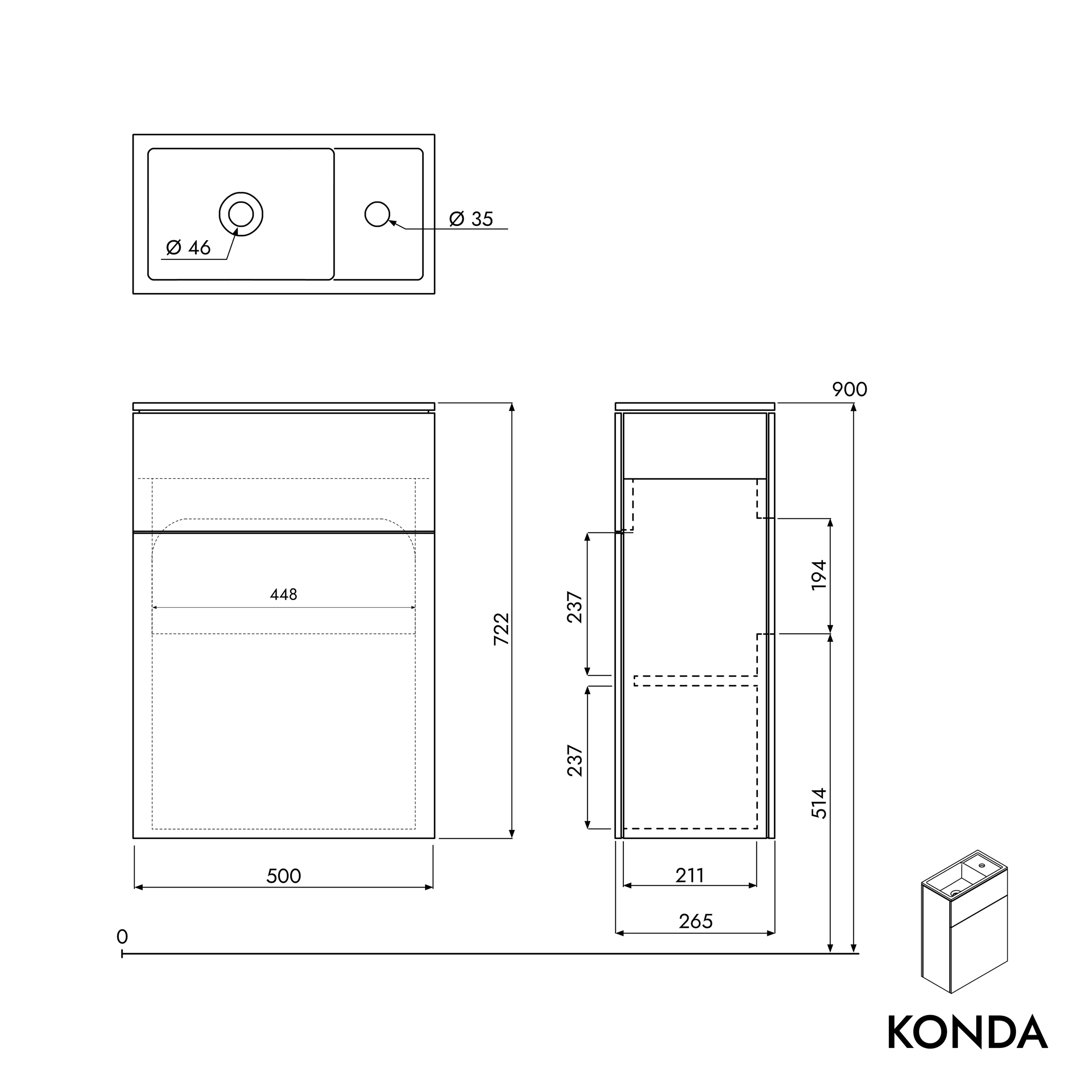 Mobiletto KONDA 50 cm 