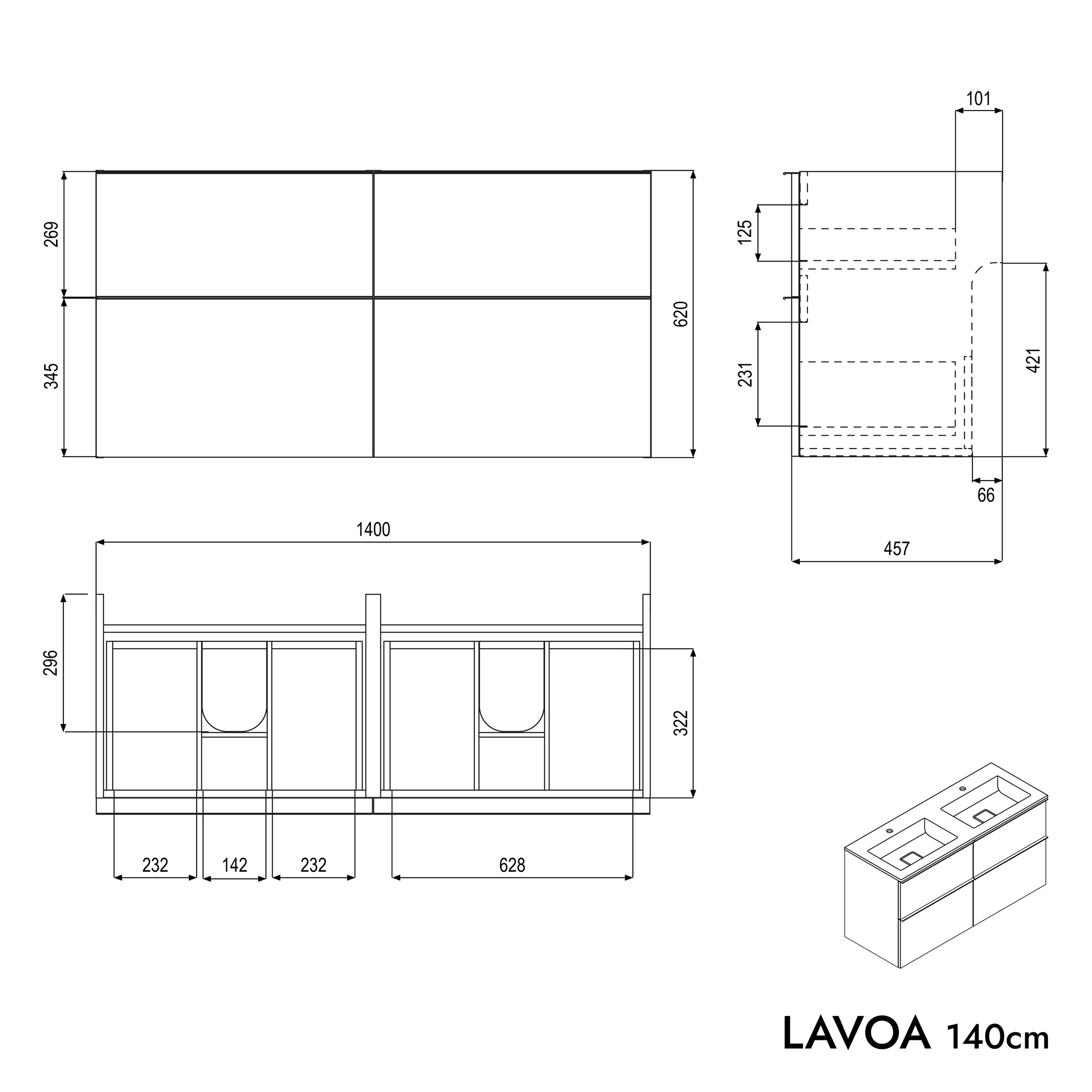 Mobiletto LAVOA 140 cm