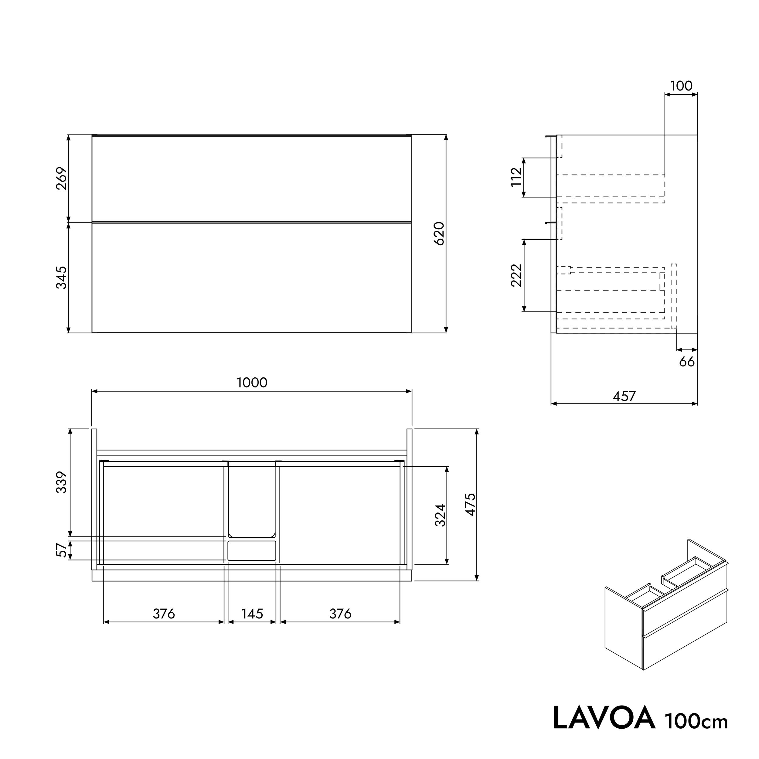 Mobile da bagno LAVOA 100 cm