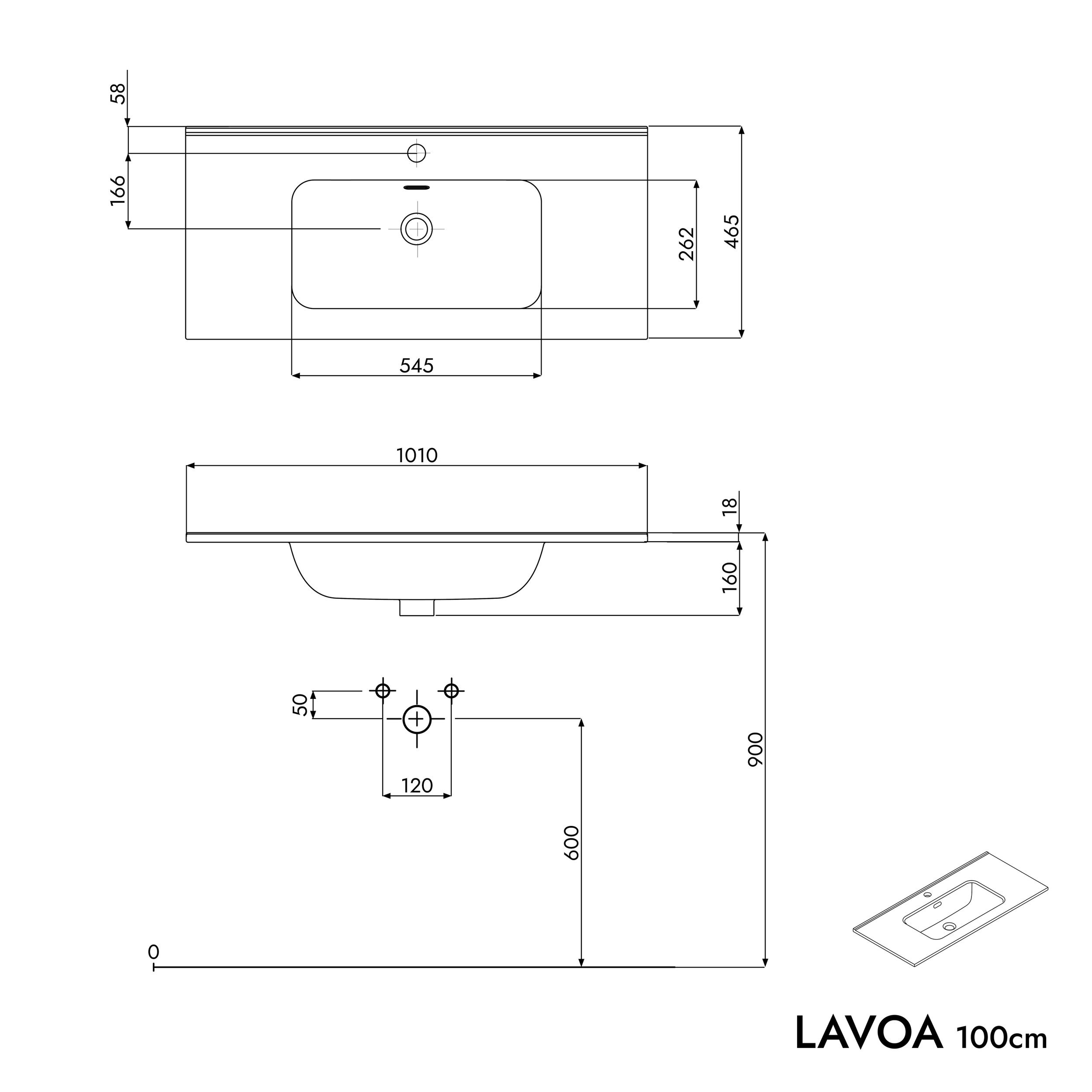 Mobile da bagno LAVOA 100 cm