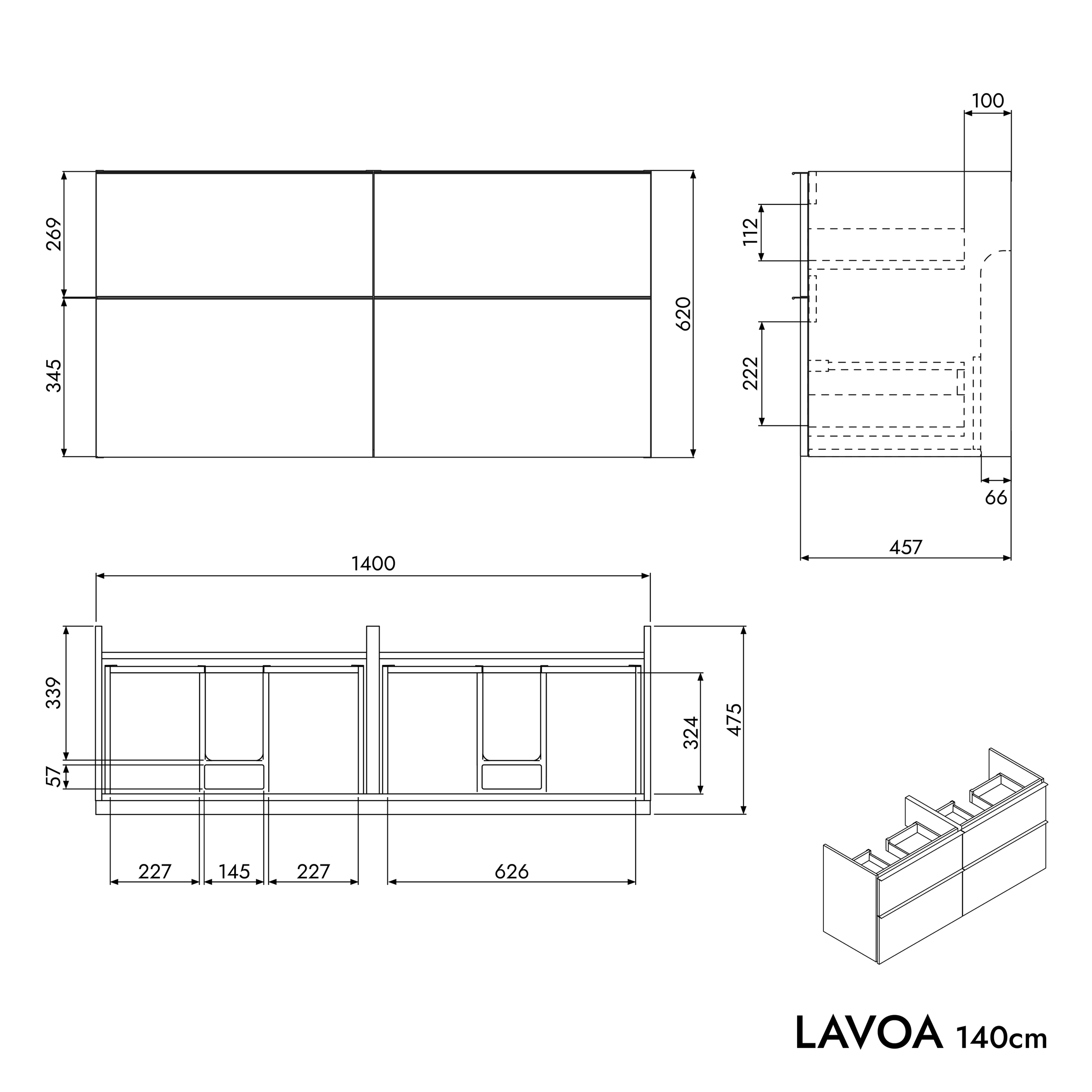 Mobiletto LAVOA 140 cm