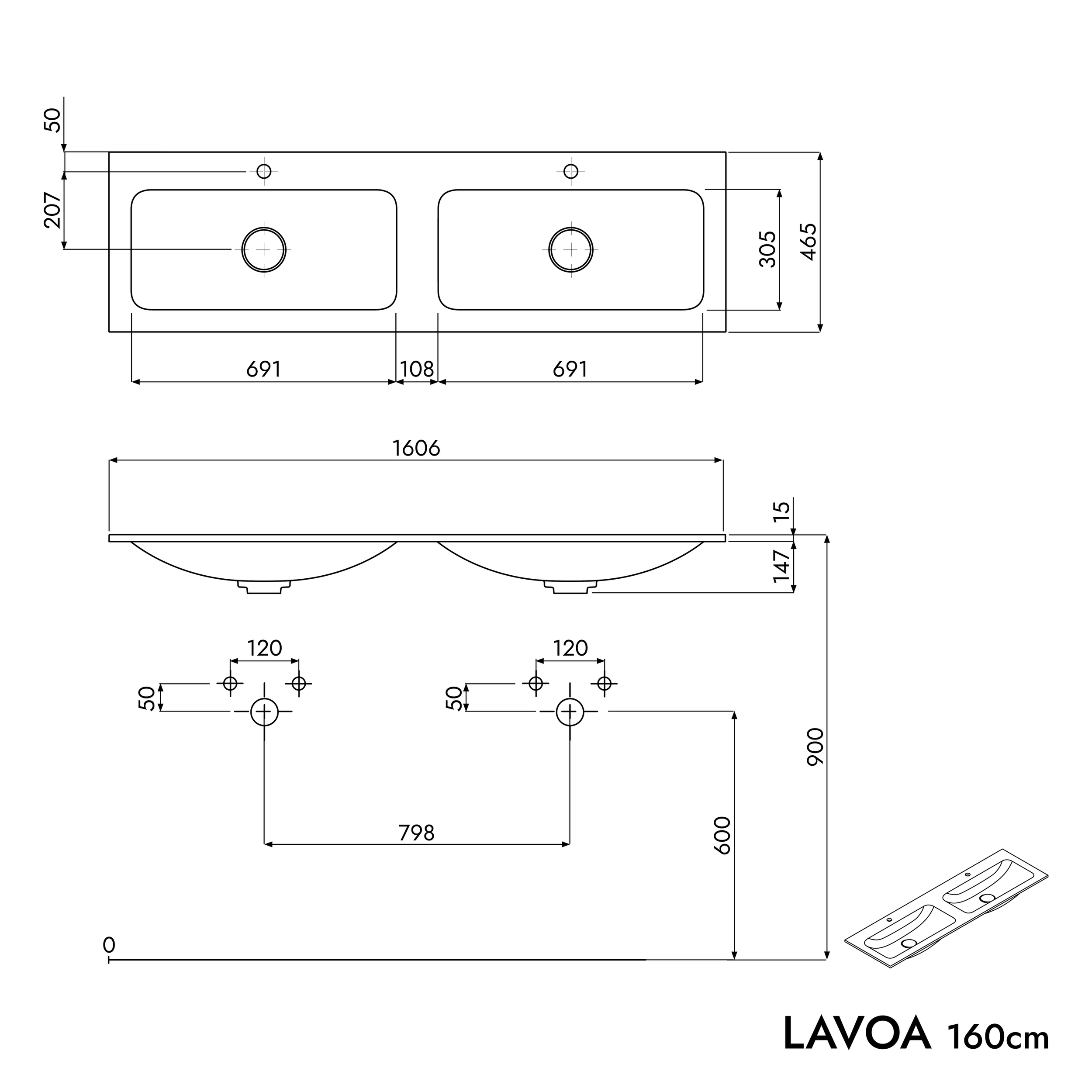 Mobiletto LAVOA 160 cm