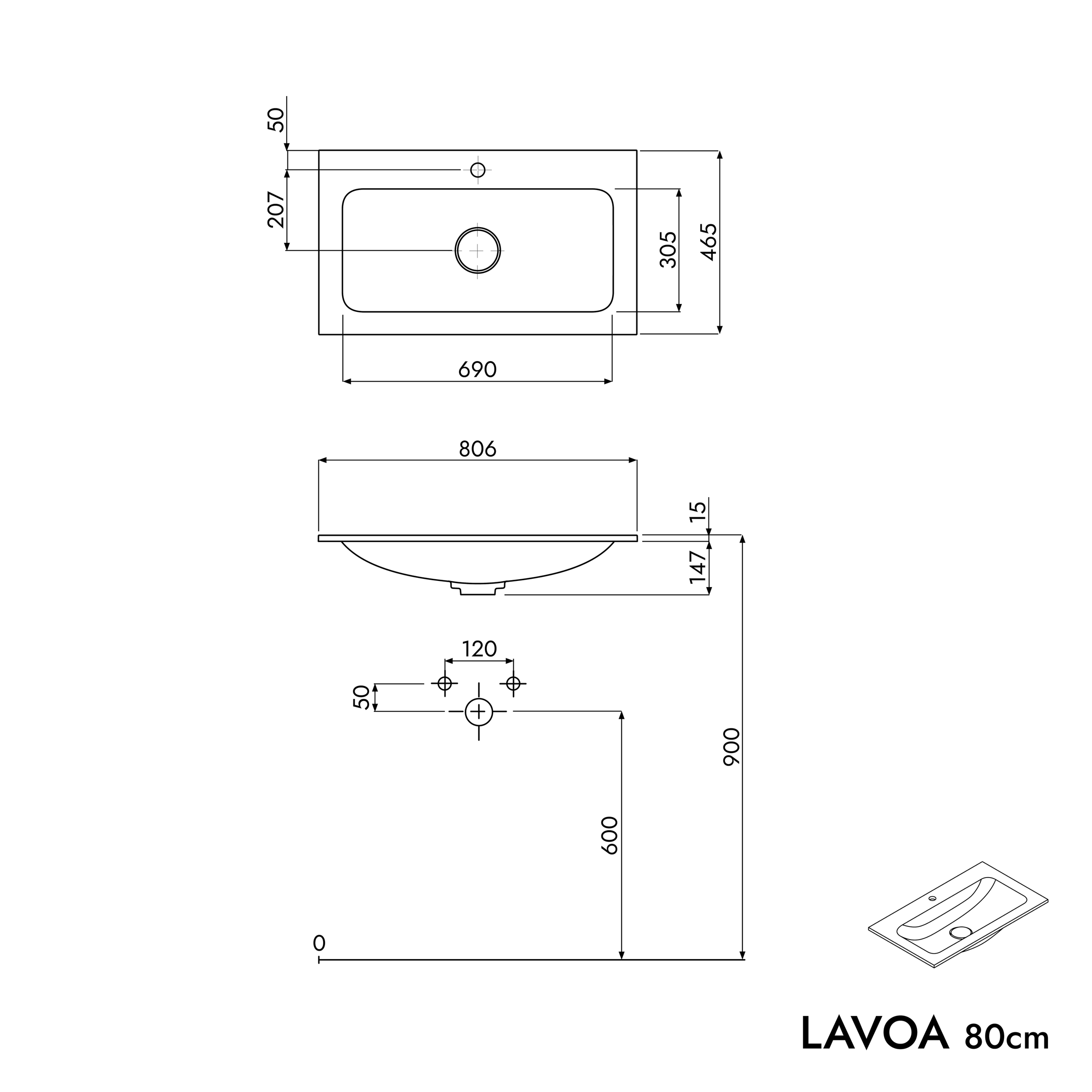 Mobile LAVOA 80 cm