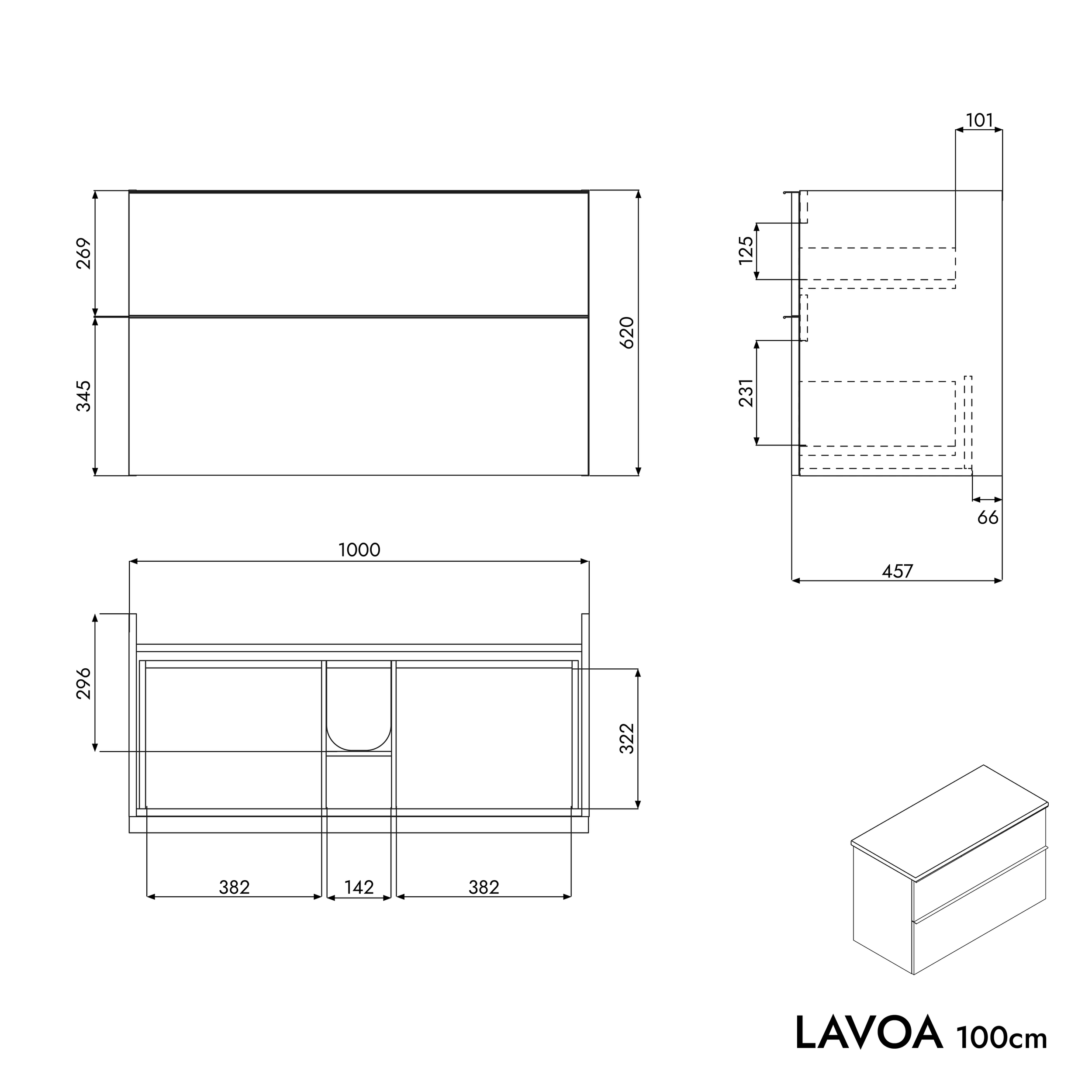 Mobile da bagno LAVOA 100 cm