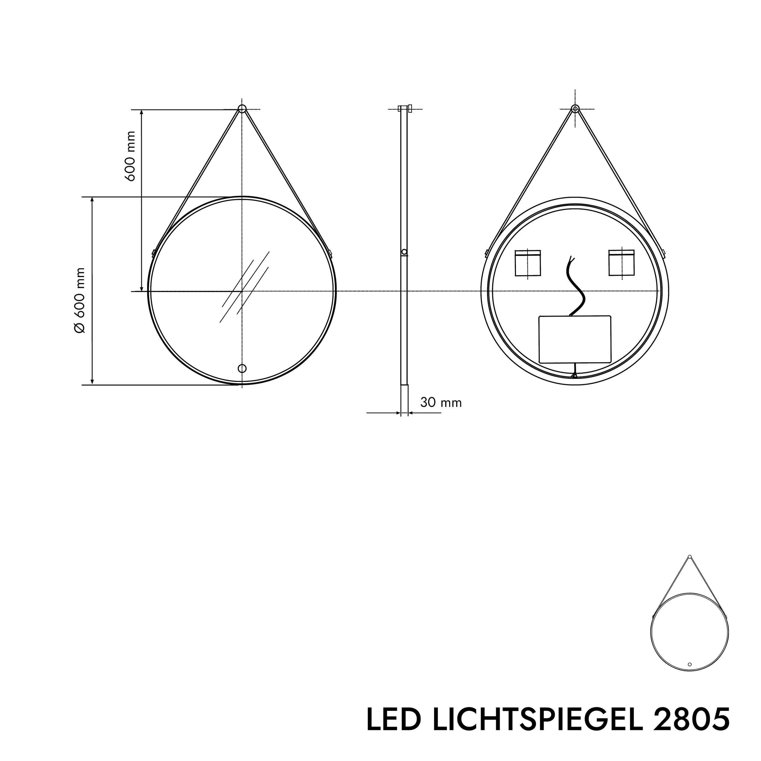 Specchio da bagno illuminato a LED 2805 Rotondo