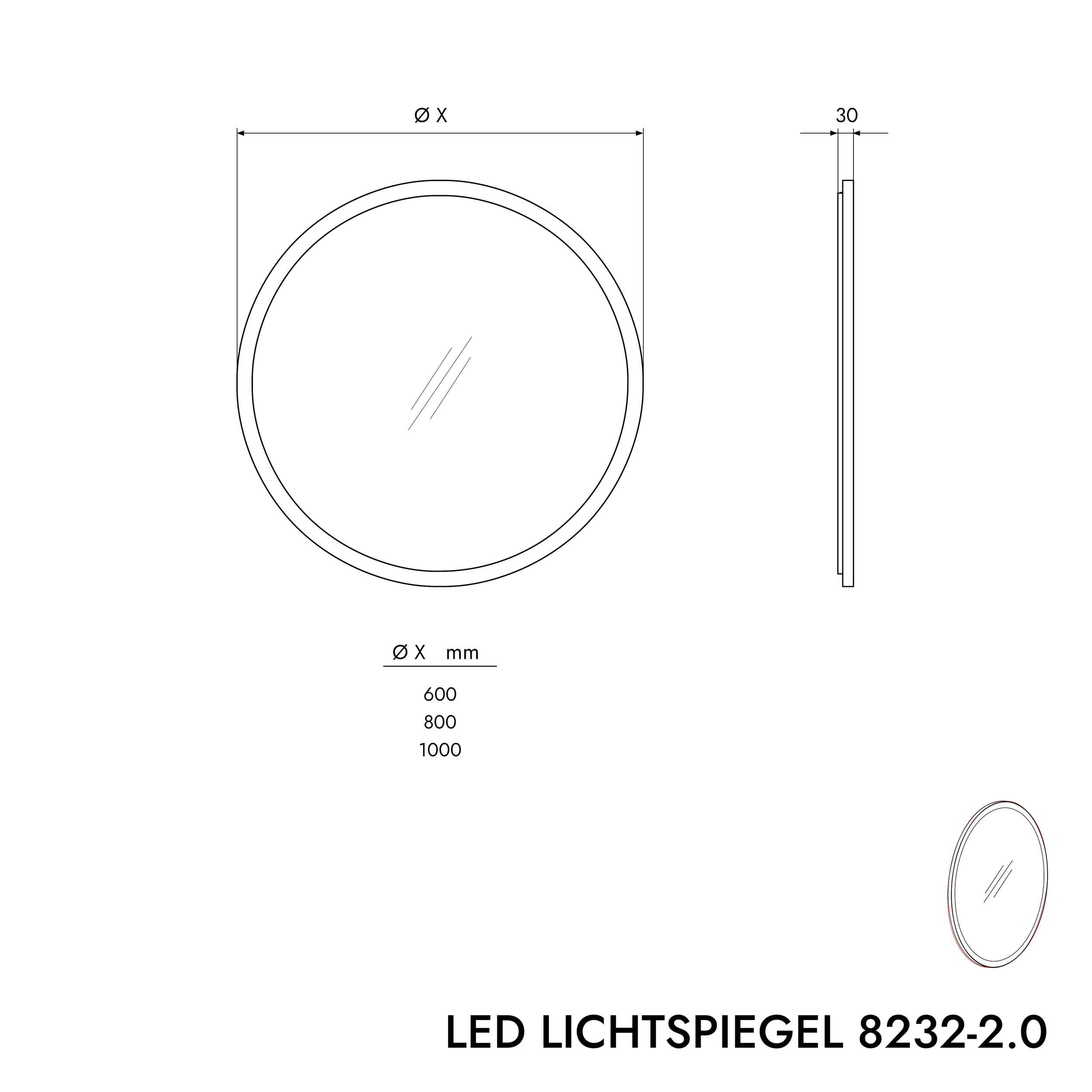 Specchio illuminato a LED 8232-2.0 rotondo