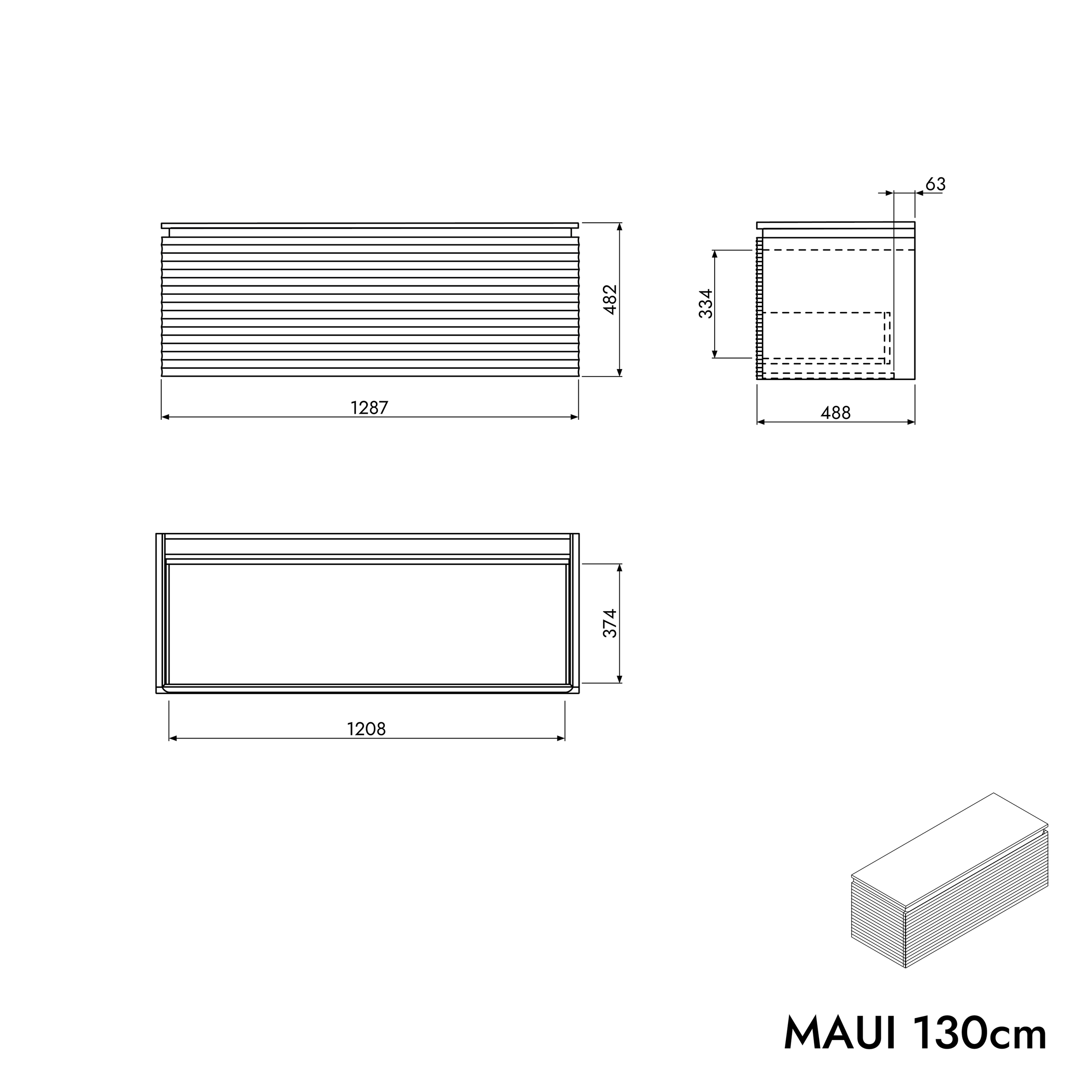 Mobile sottolavabo MAUI 130 cm