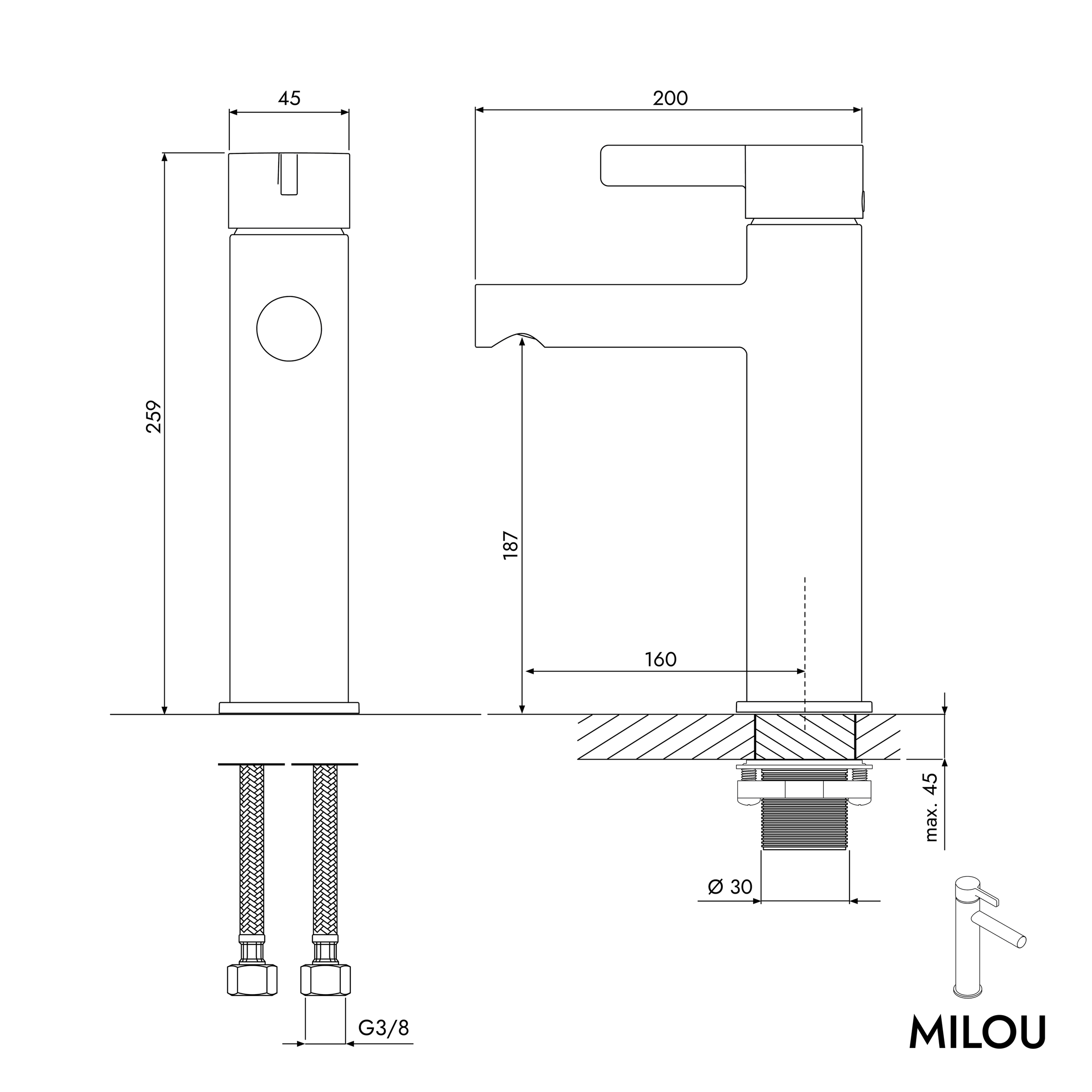 Rubinetto per lavabo MILOU L