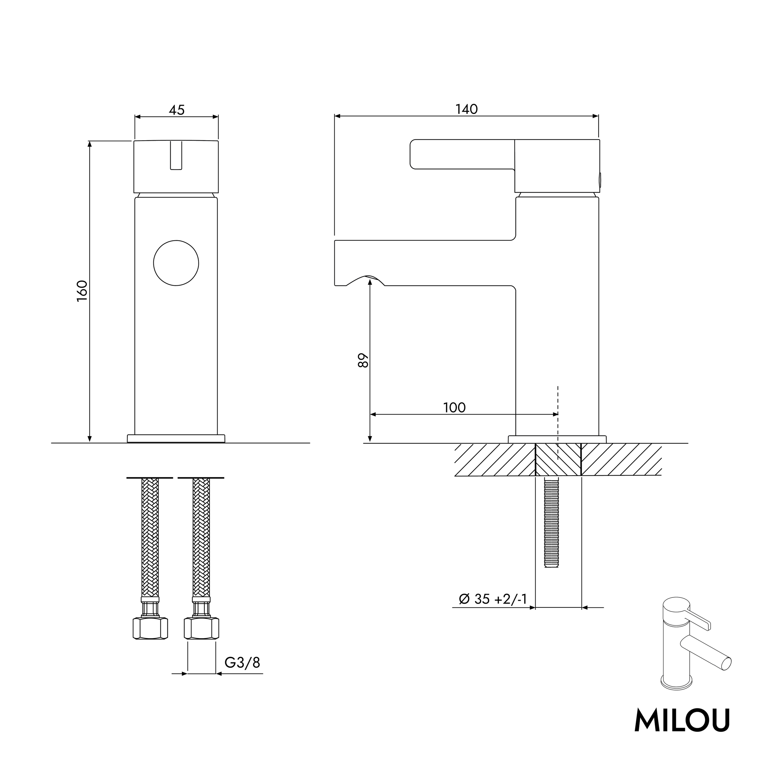 Rubinetto per lavabo MILOU S