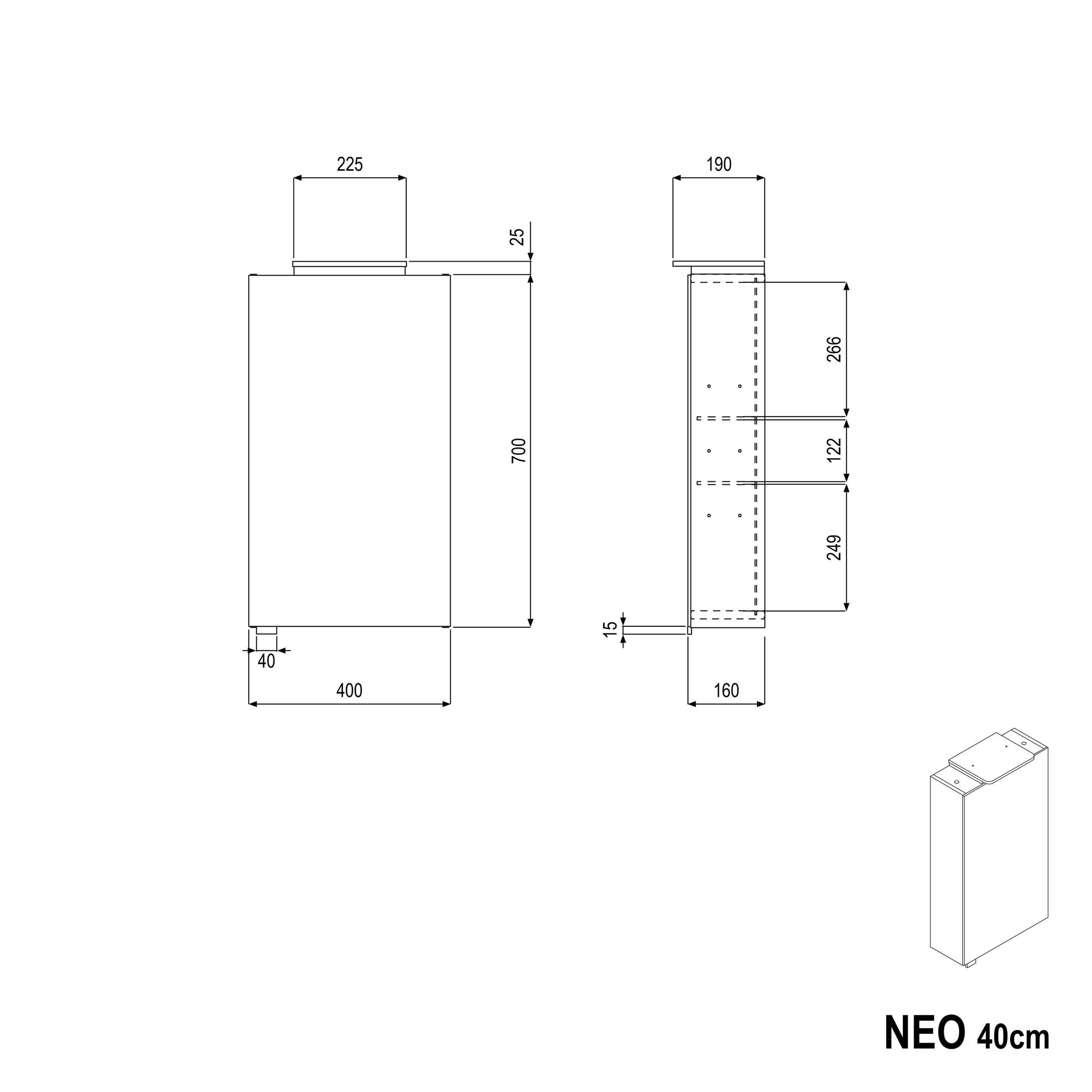 Armadio a specchio NEO con illuminazione LED