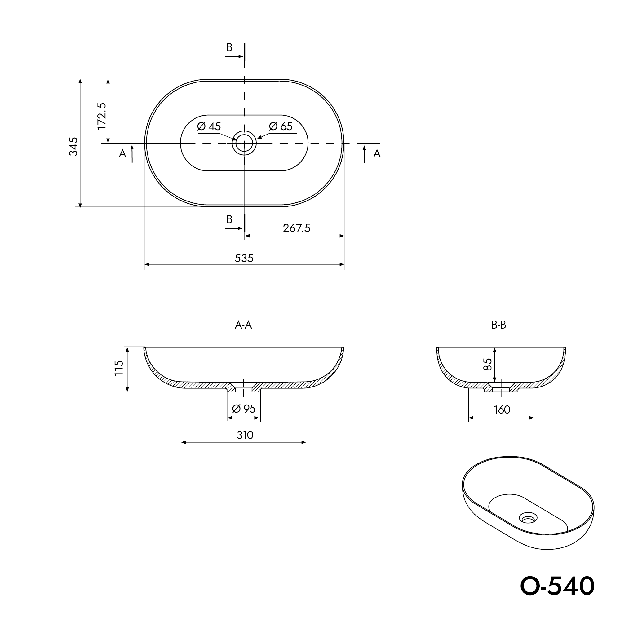 Lavabo da appoggio O-540