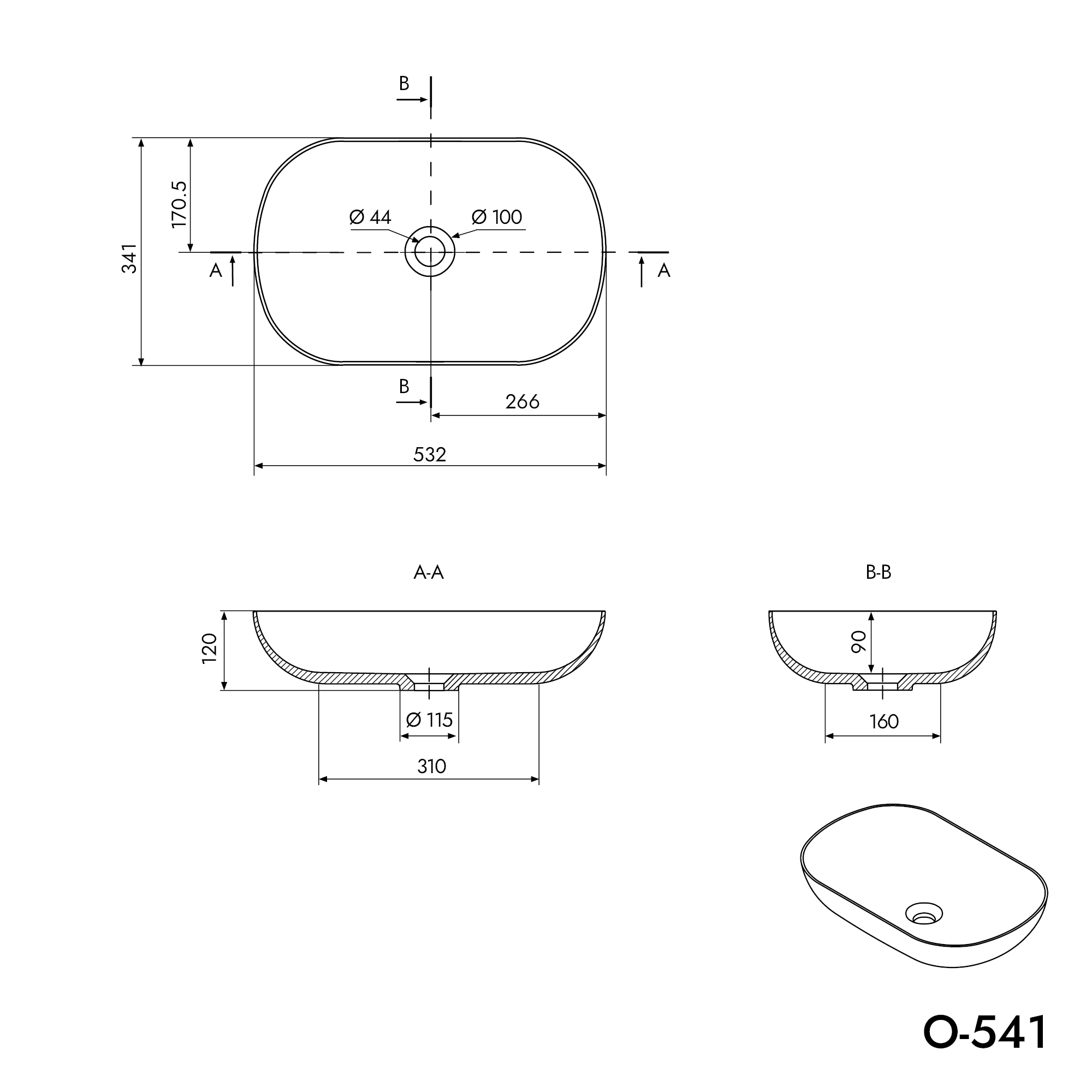 Lavabo da appoggio O-541