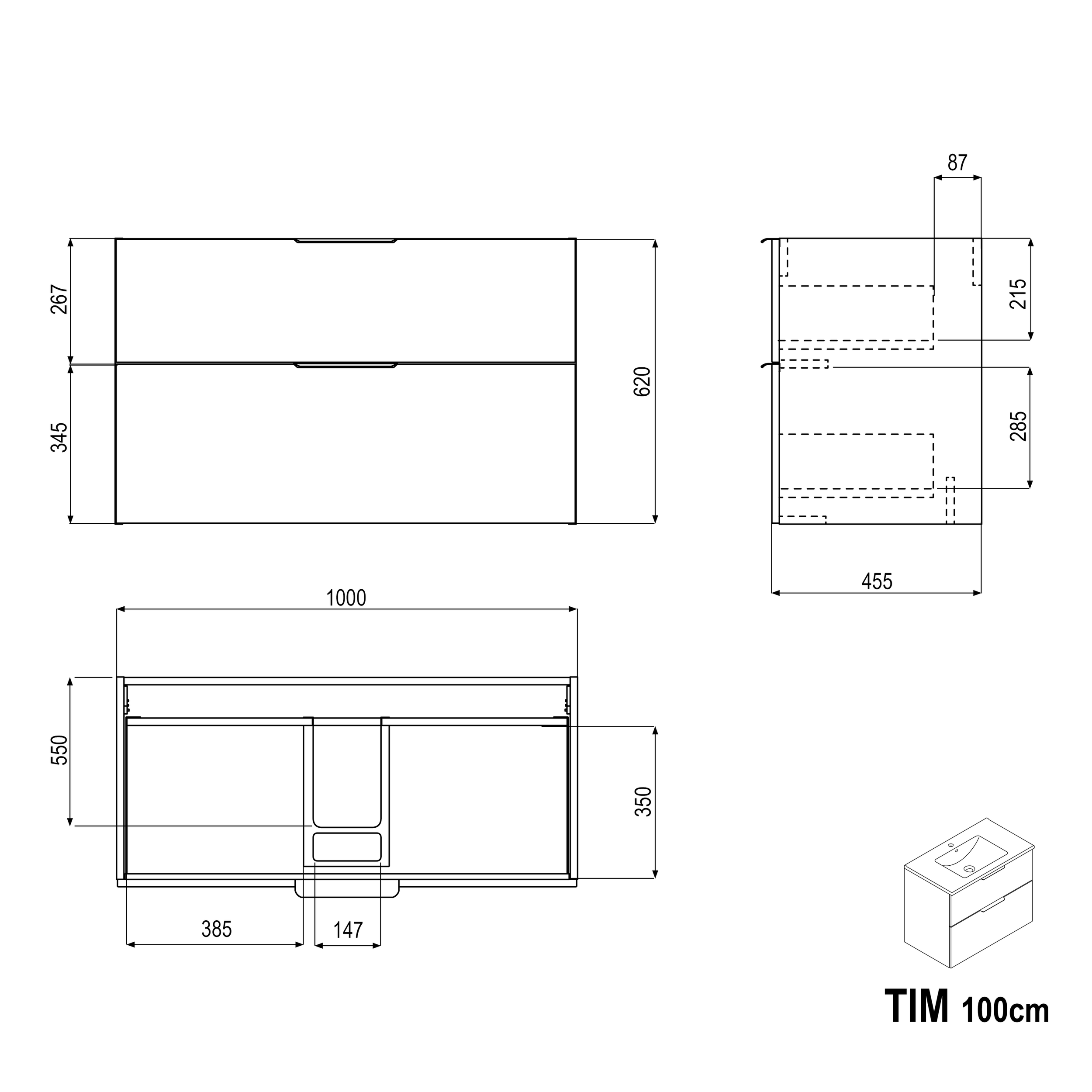 Mobiletto TIM 100 cm