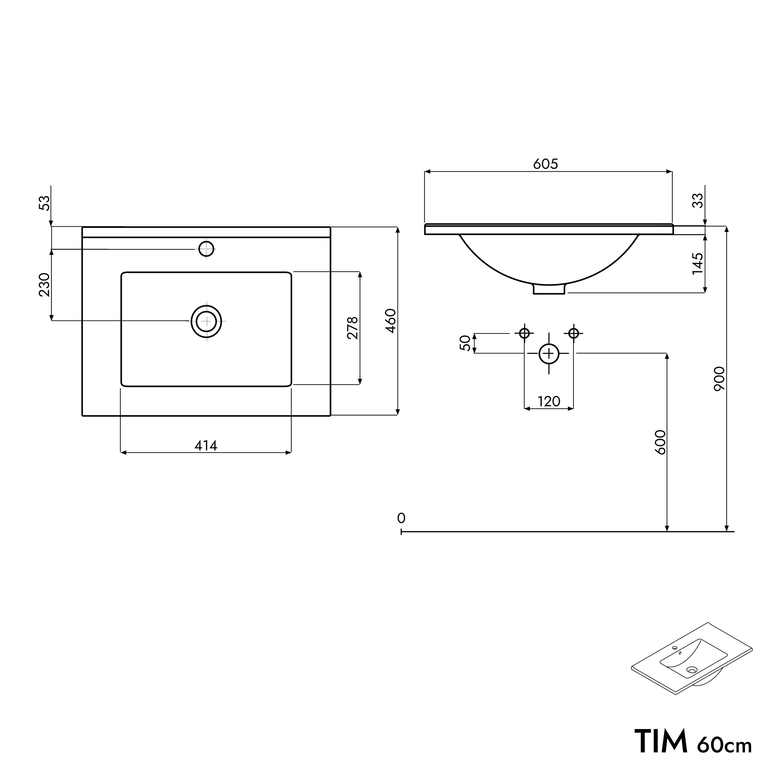 Set di mobili da bagno TIM 60 cm con lavabo